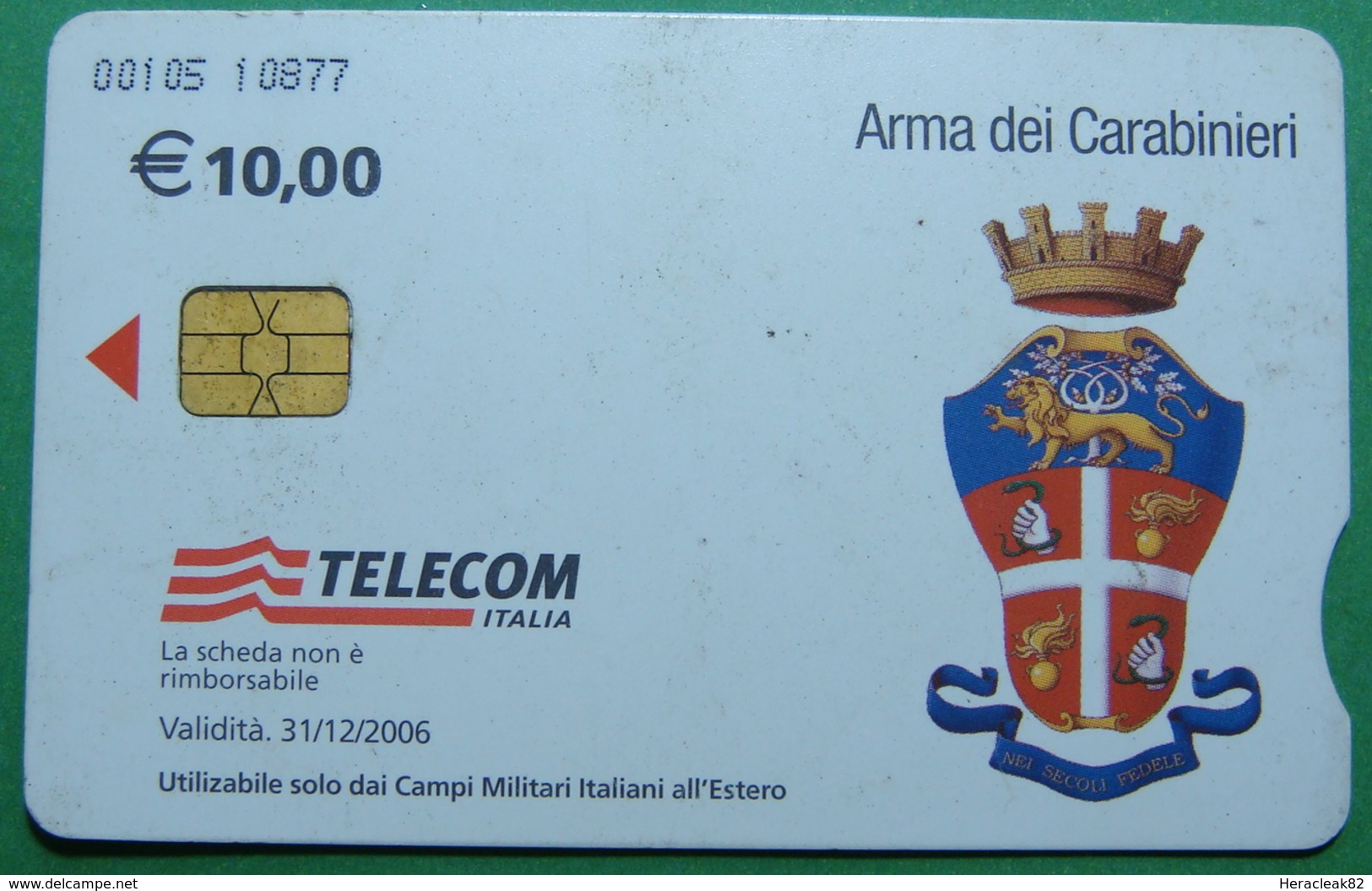 Kosovo ITALIAN ARMY In Kosovo KFOR NATO, CHIP CARD, 10 EURO *IRAQ*, Serial Number: 00105 10877, RARE - Kosovo