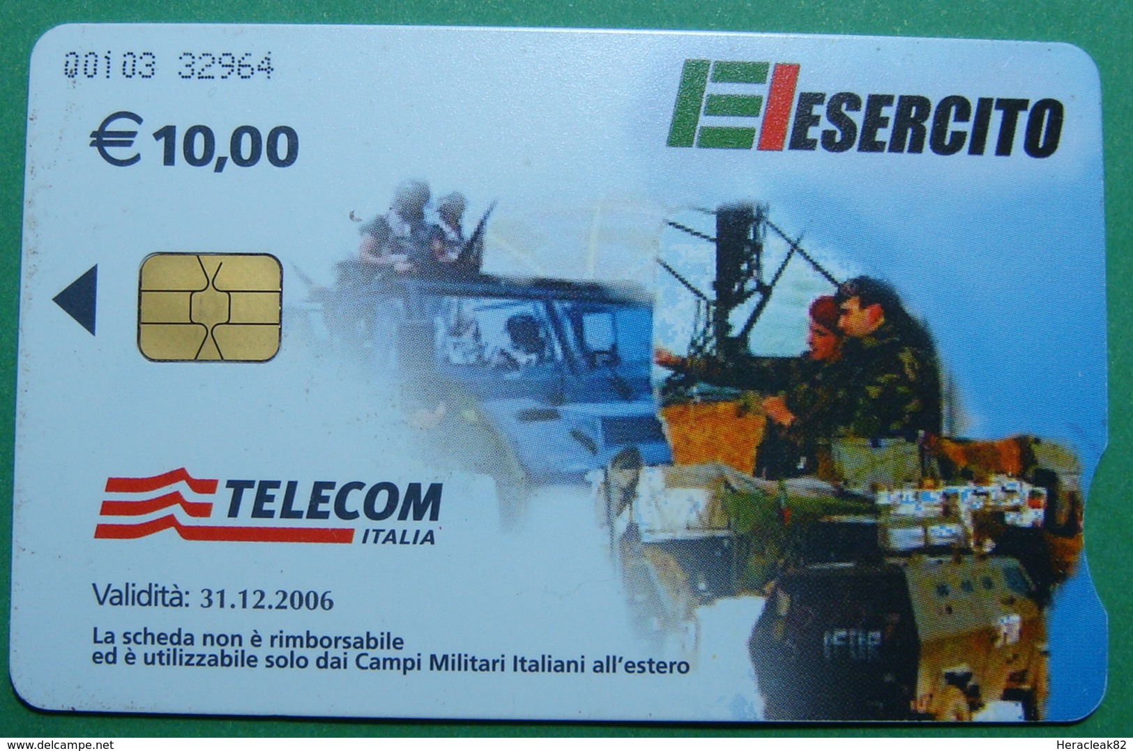 Kosovo ITALIAN ARMY In Kosovo KFOR NATO, CHIP CARD, 10 EURO *ARMY VEHICLES*, Serial Number: 00103 32964 - Kosovo