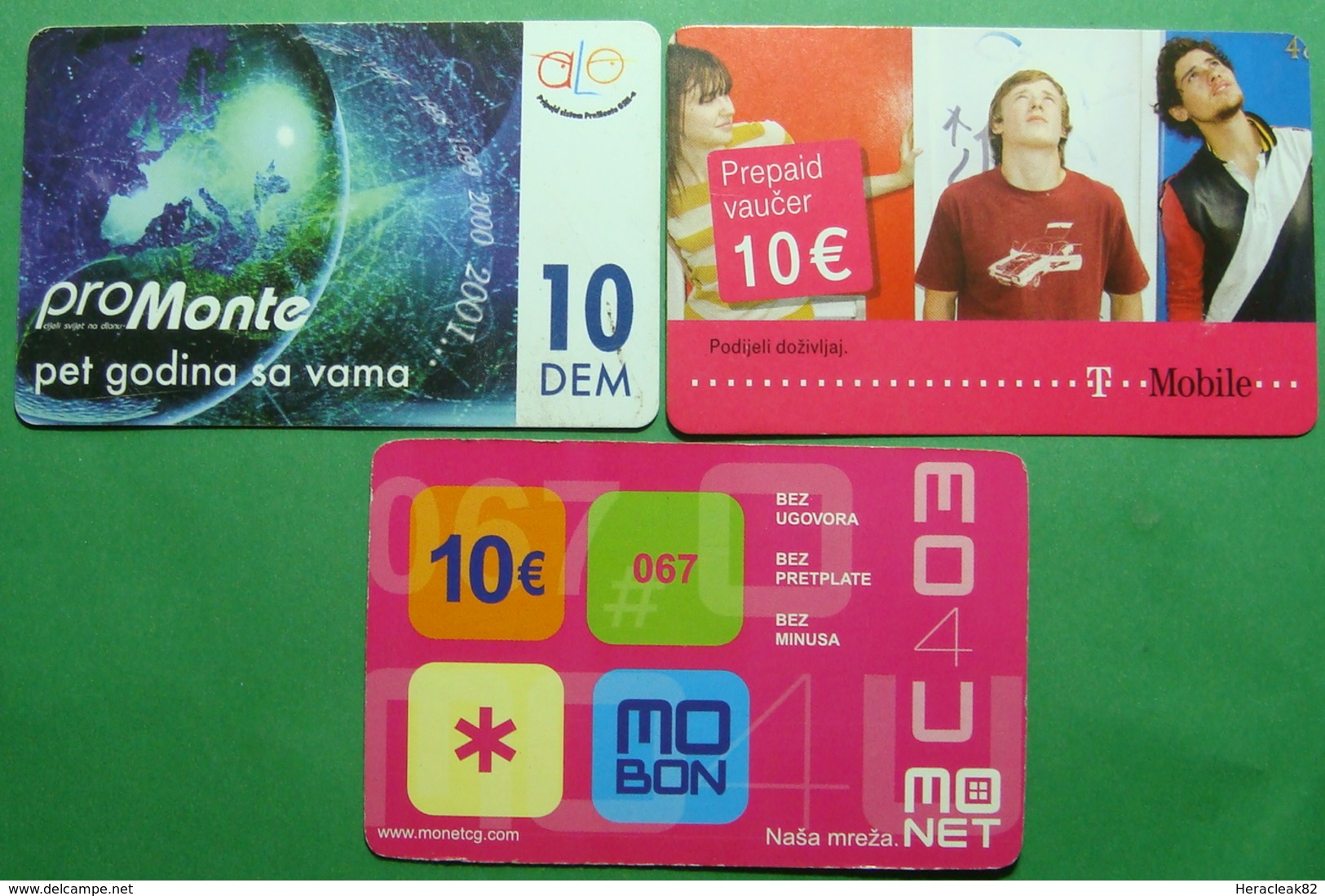 Montenegro Lot Of 3 PREPAID CARDS 10 EURO, Operator ALO, TMOBILE, MONET - Montenegro