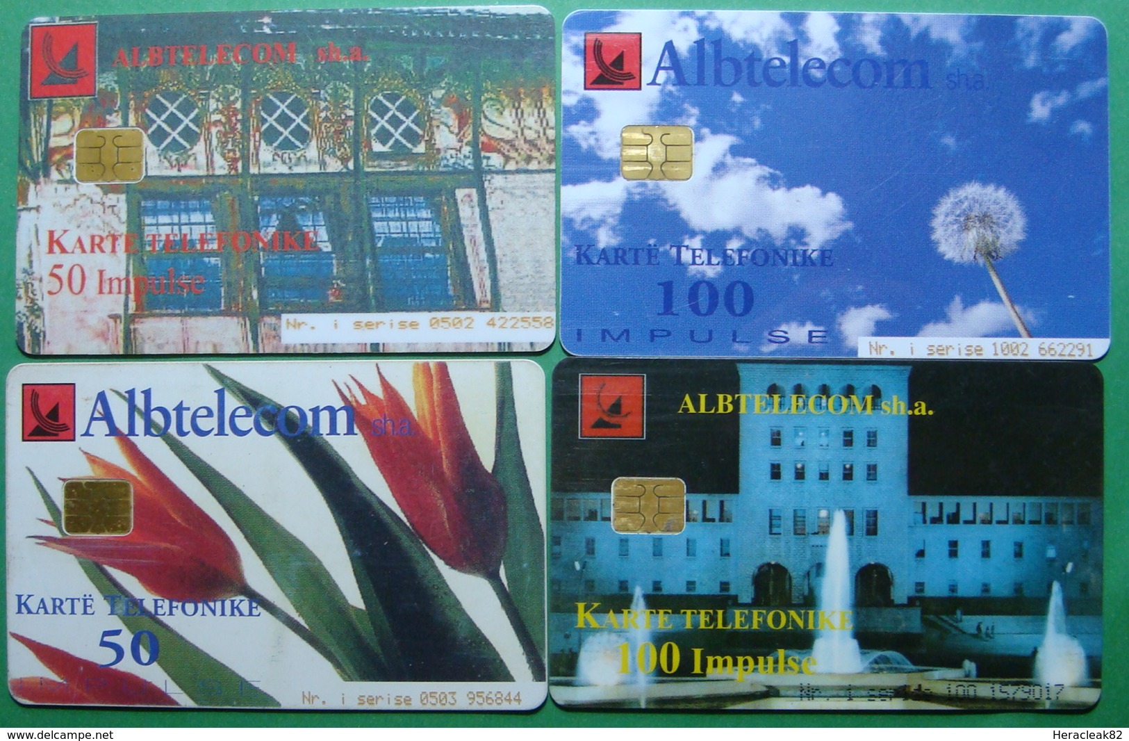 Albania Lot Of 4 CHIP PHONECARDS USED, Operator ALBTELECOM, 50, 100 Units, 1999, 2000, 2001 - Albania