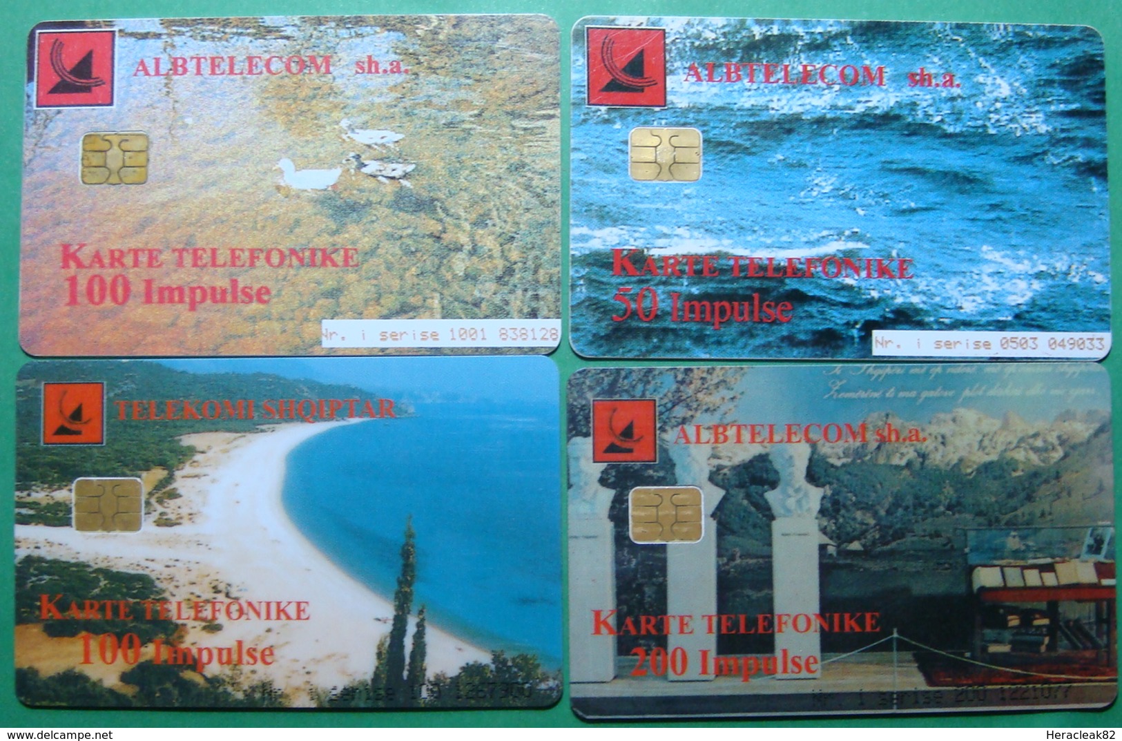 Albania Lot Of 4 CHIP PHONECARDS USED, Operator ALBTELECOM, 50, 100, 200 Units, 1999, 2000 - Albania