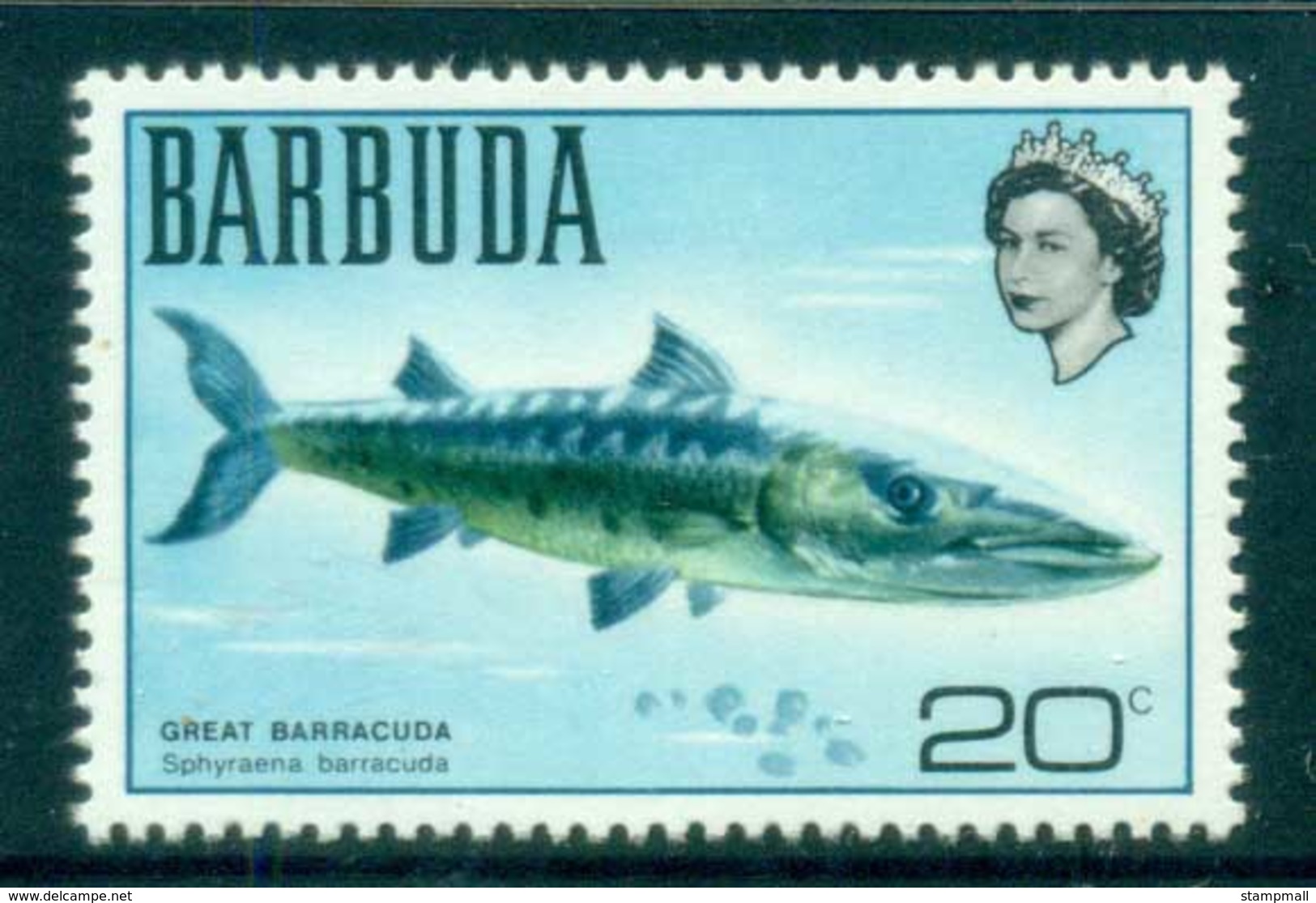 Barbuda 1970 Definitive, Fish, Great Barracuda MUH - Antigua And Barbuda (1981-...)