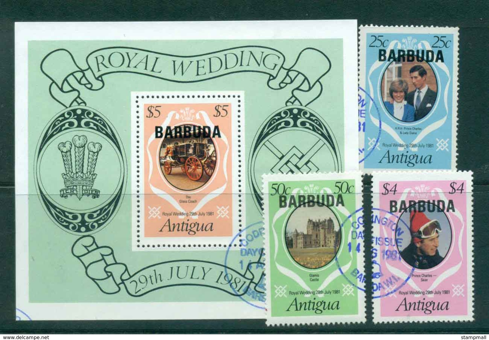 Barbuda 1981 Charles & Diana Wedding + MS FU Lot44788 - Antigua And Barbuda (1981-...)