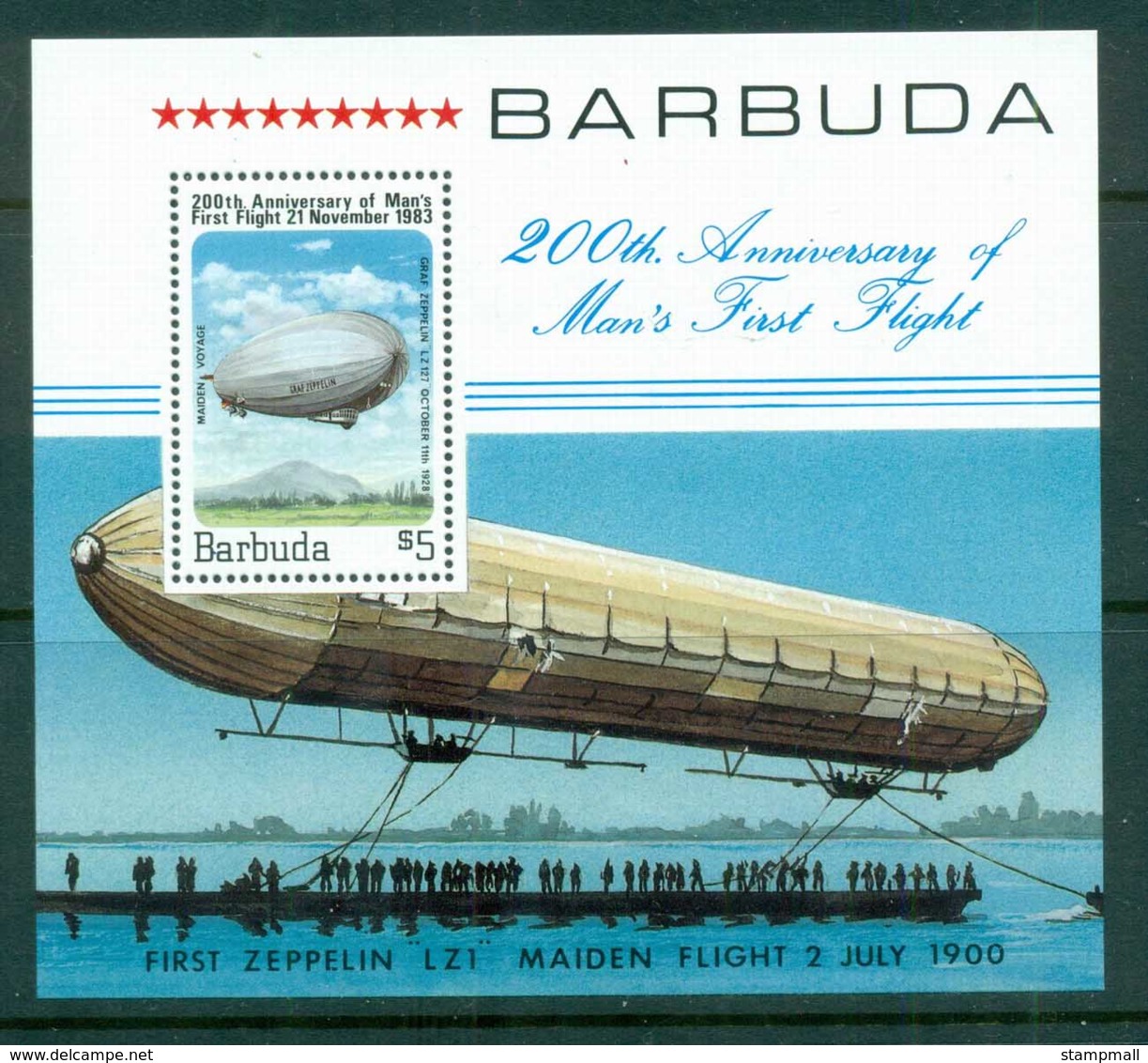 Barbuda 1983 First Manned Balloon Flight Bicentenary MS MUH - Antigua And Barbuda (1981-...)