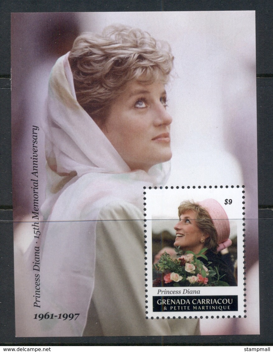 Grenada Carriacou & Petite Martinique 2012 Princess Diana In Memoriam 15th Anniv. MS MUH - Grenada (1974-...)