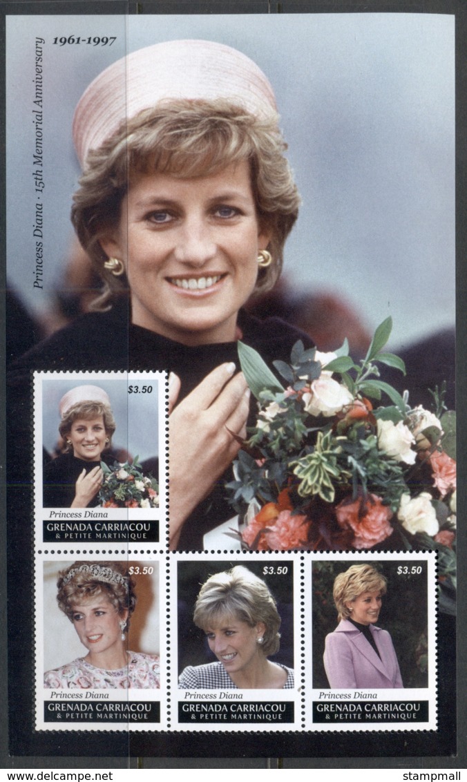 Grenada Carriacou & Petite Martinique 2012 Princess Diana In Memoriam 15th Anniv. MS MUH - Grenada (1974-...)