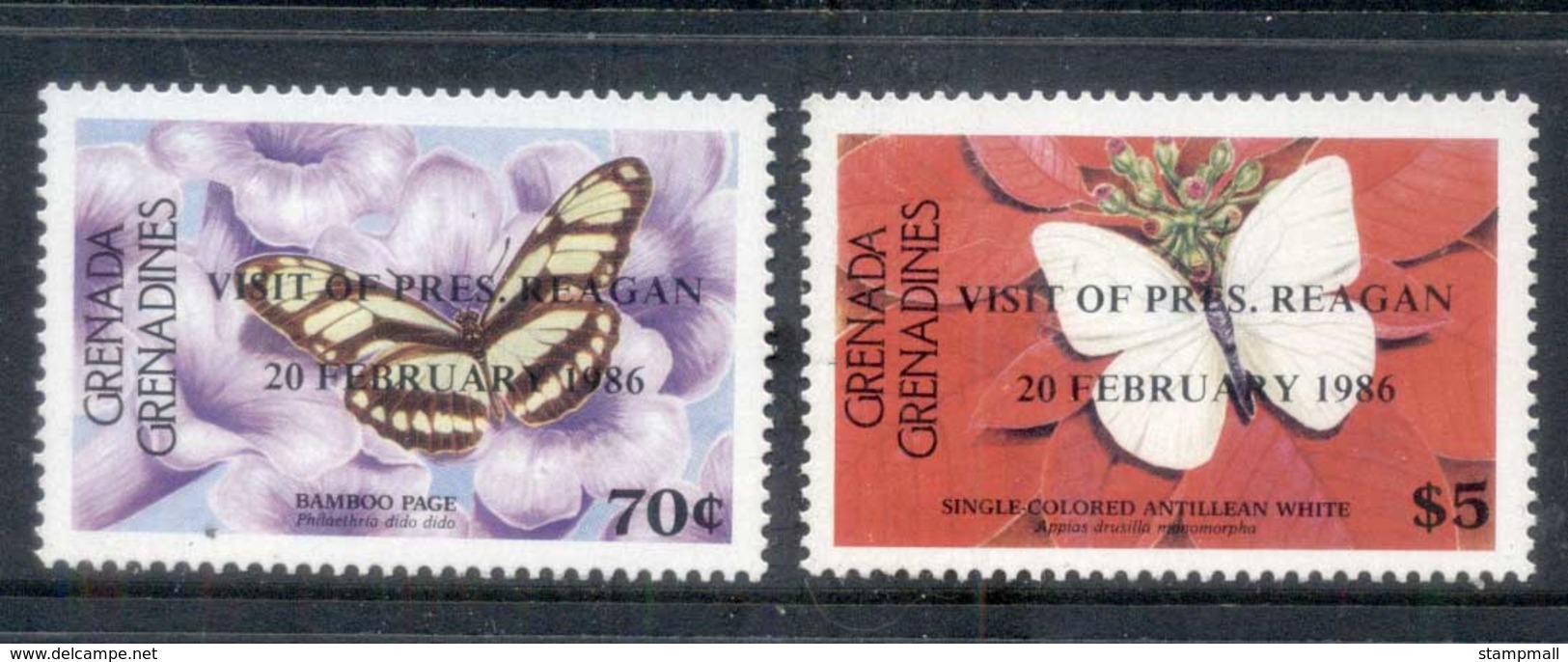 Grenada Gernadines 1986 Flowers, Opt Visit Of Pres. Reagan MUH - Grenada (1974-...)