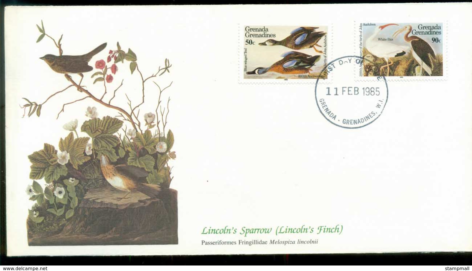 Grenada Grenadines 1985 Audubon Birds,  Franlkin Mint FDC Lot79679 - Grenada (1974-...)