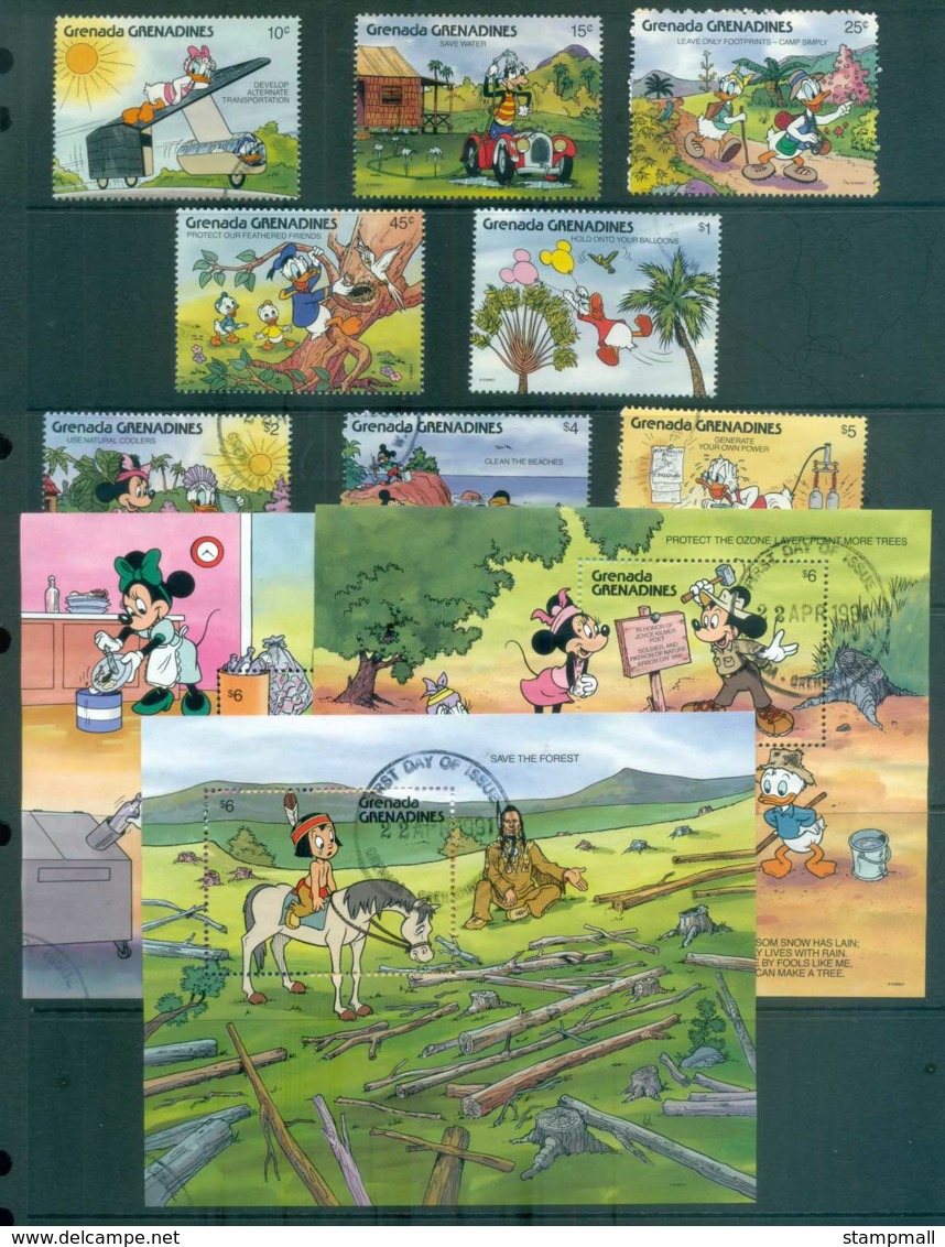 Grenada Grenadines 1991 Disney, Save Our Planet + 3xMS FU Lot80078 - Grenada (1974-...)