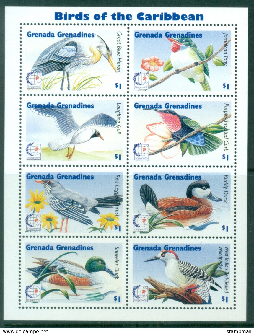 Grenada Grenadines 1995 Birds, Singapore '95 Sheetlet MUH - Grenada (1974-...)