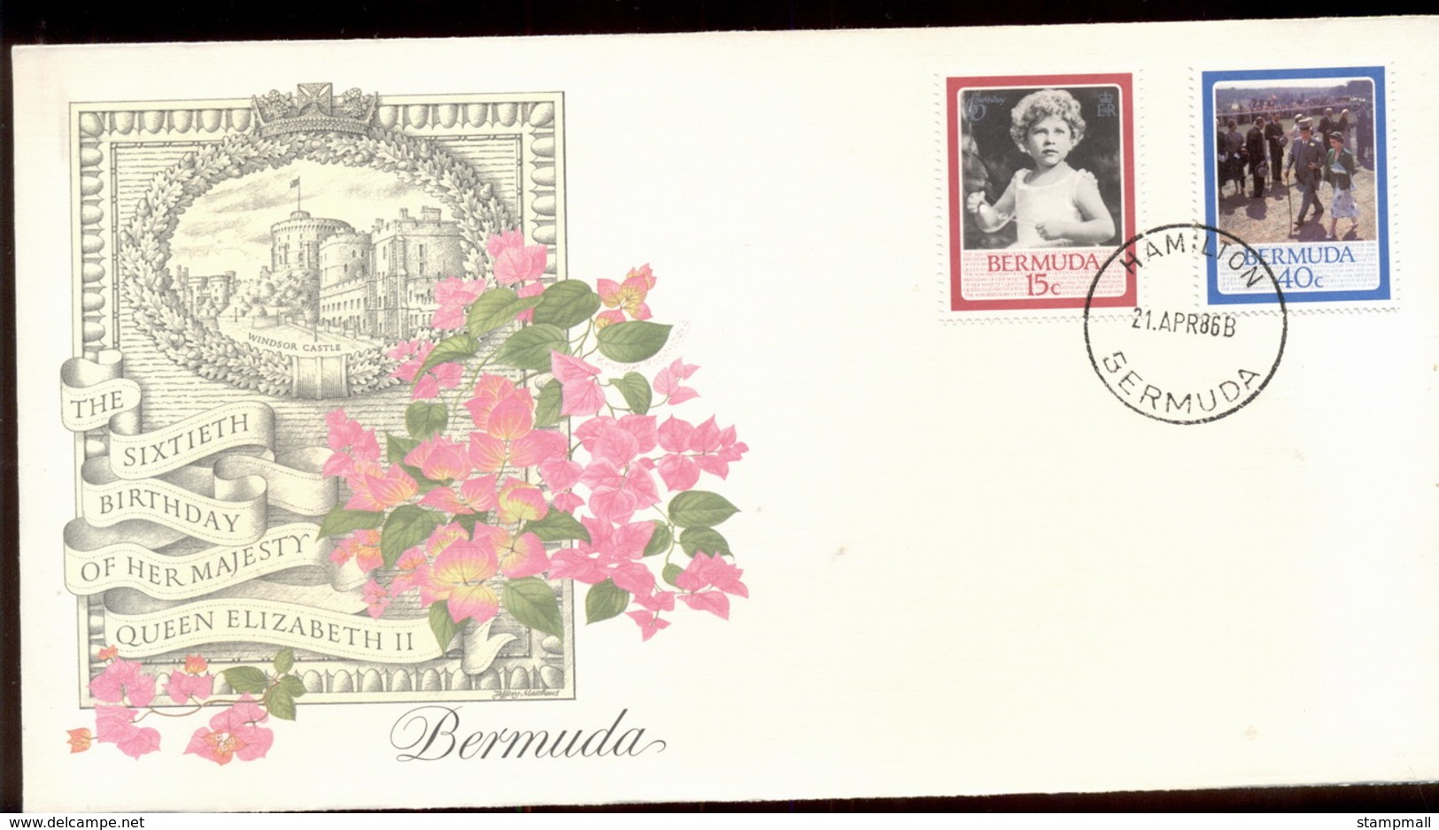 Bermuda  1986 QEII 60th Birthday 2v Fleetwood FDC - Bermuda