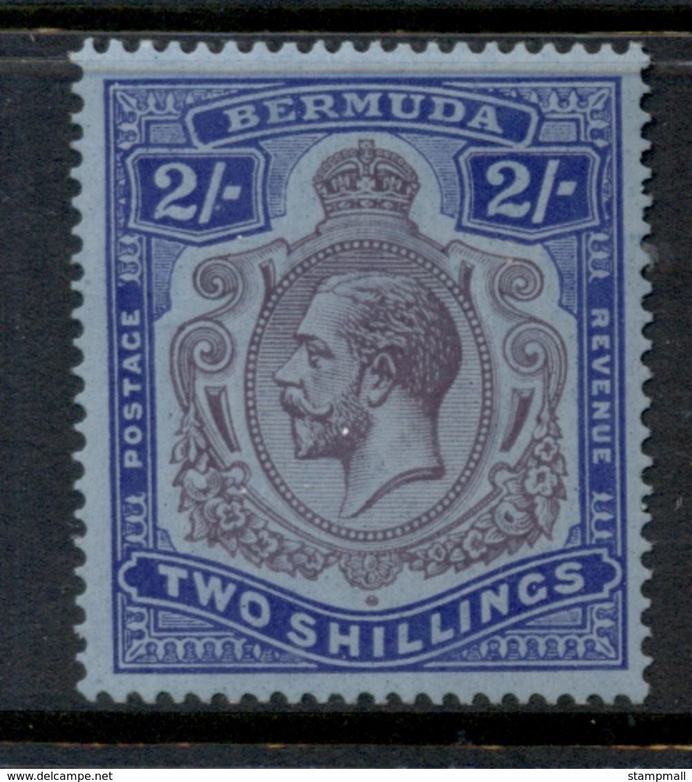 Bermuda 1910-1925 2/- Ultramarine & Dull Violet On Blue KGV Head Wmk Crown CA MLH - Bermuda