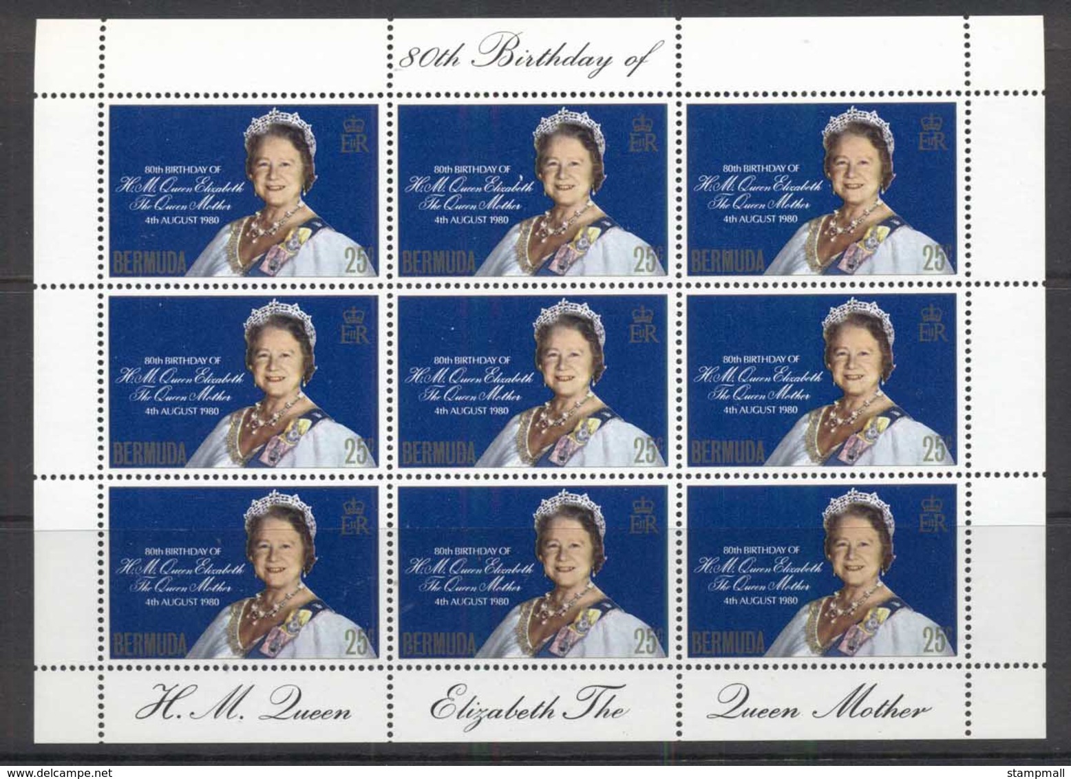 Bermuda 1980 Queen Mother 80th Birthday Sheetlet MUH - Bermuda