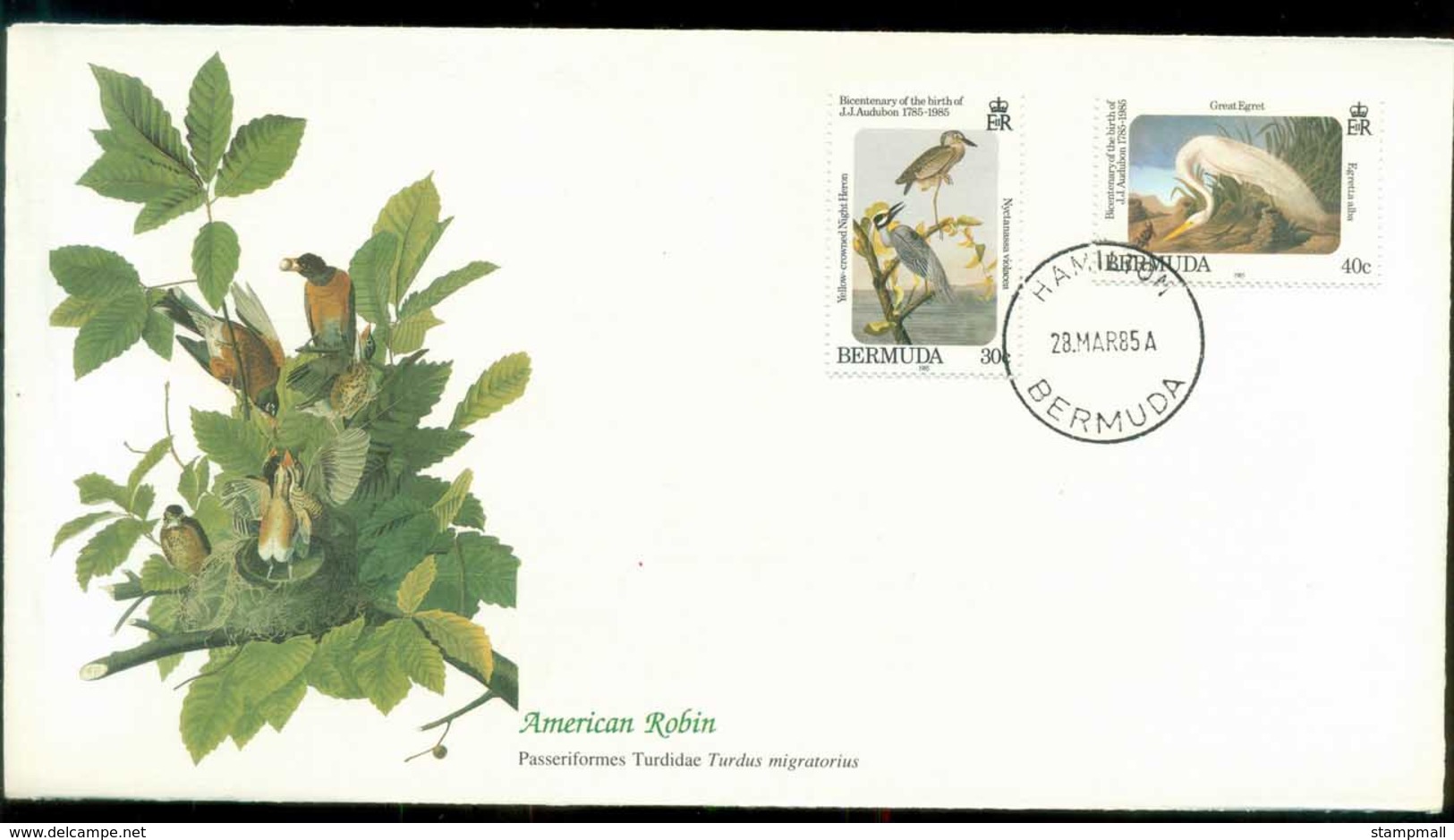 Bermuda 1985 Audubon Birds,  Franlkin Mint FDC Lot79643 - Bermuda