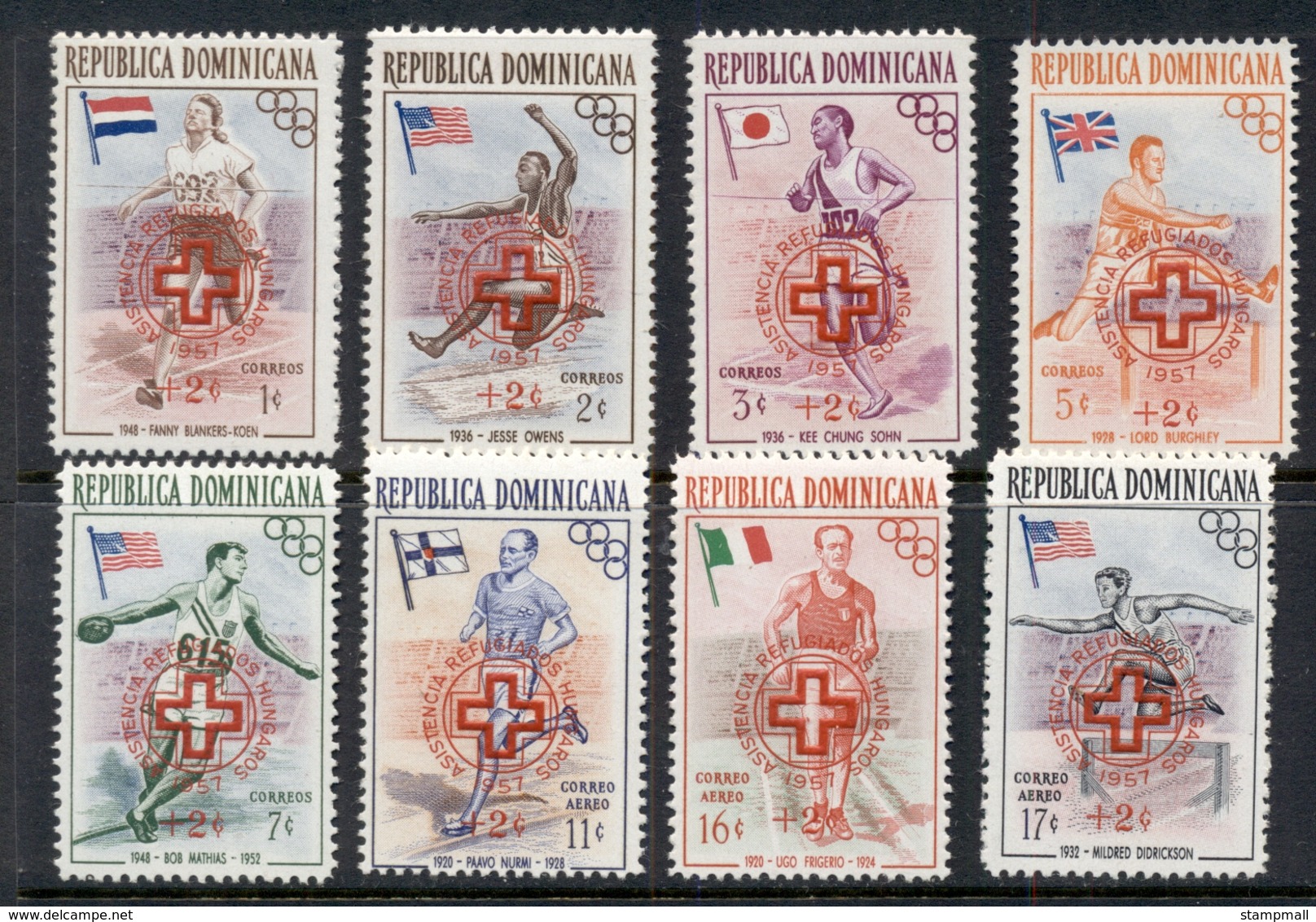 Dominican Republic 1957 Olympics Surcharge Red Cross MUH - Dominican Republic