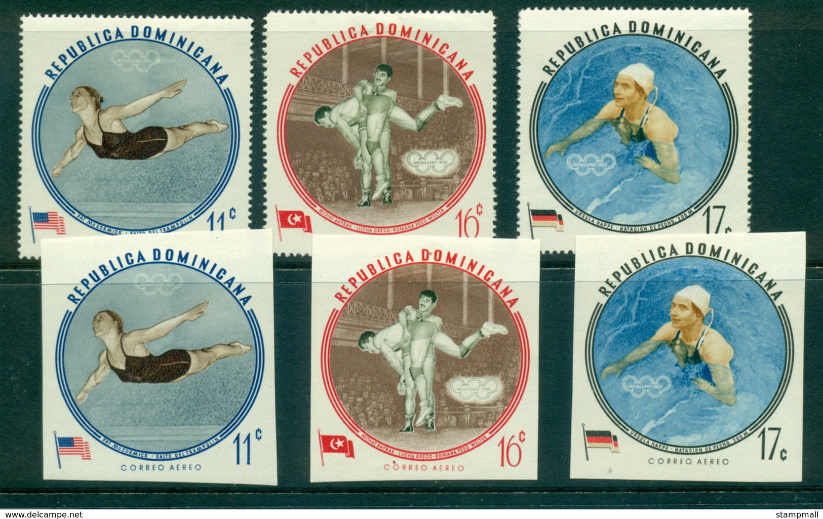 Dominican Republic 1960 Olympic Games Air Perf + IMPERF MLH Lot35809 - Dominican Republic