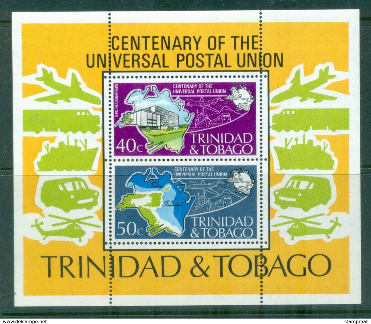 Trinidad & Tobago 1974 UPU Centenary MS MUH - Trinidad & Tobago (1962-...)