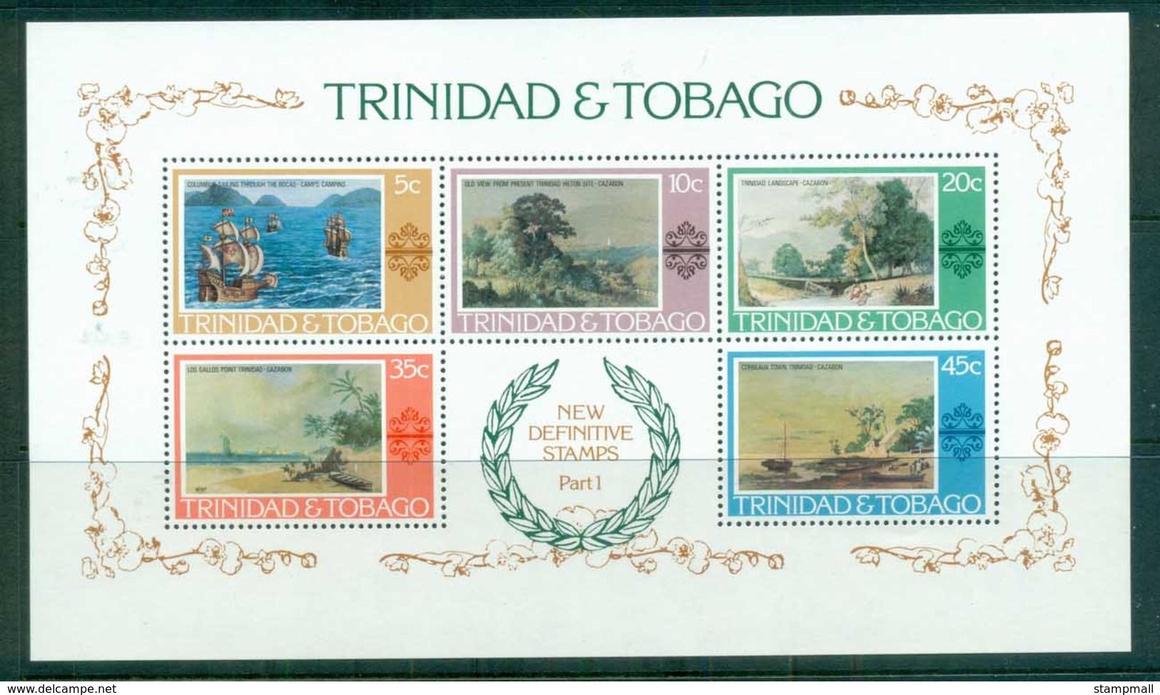 Trinidad & Tobago 1976 Paintings, Columbus, Ships MS MUH - Trinidad & Tobago (1962-...)