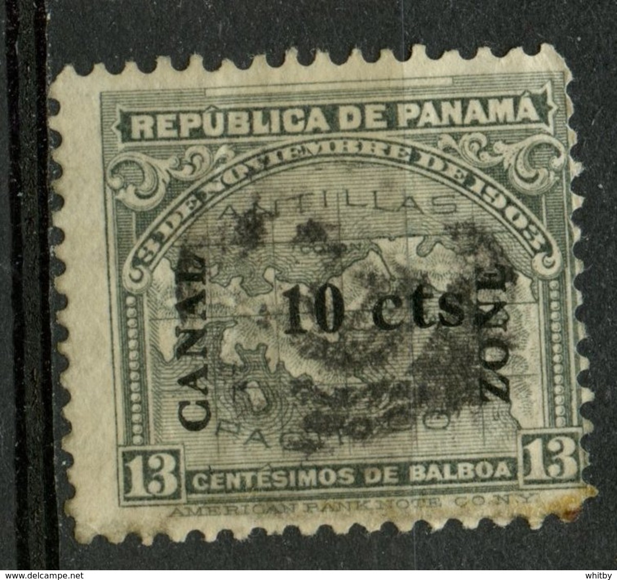 Canal Zone 1911 10 Cent Map Of Panama Issue #36 - Canal Zone