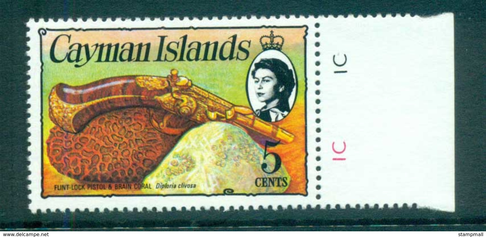 Cayman Is 1974-75 5c Pistol & Coral Defin MUH Lot72569 - Cayman Islands