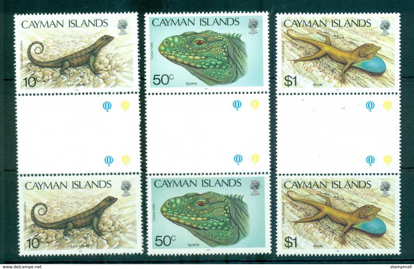 Cayman Is 1987 Lizards Gutter Prs MUH Lot72624 - Cayman Islands