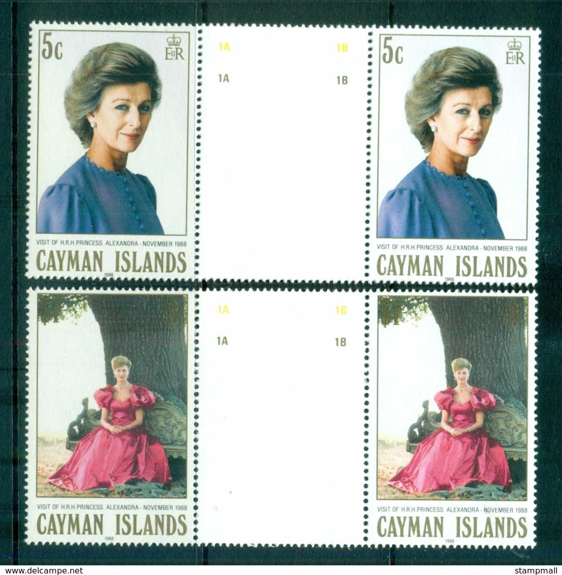 Cayman Is 1988 Visit Of Princess Alexandra Gutter Prs MUH Lot72638 - Cayman Islands