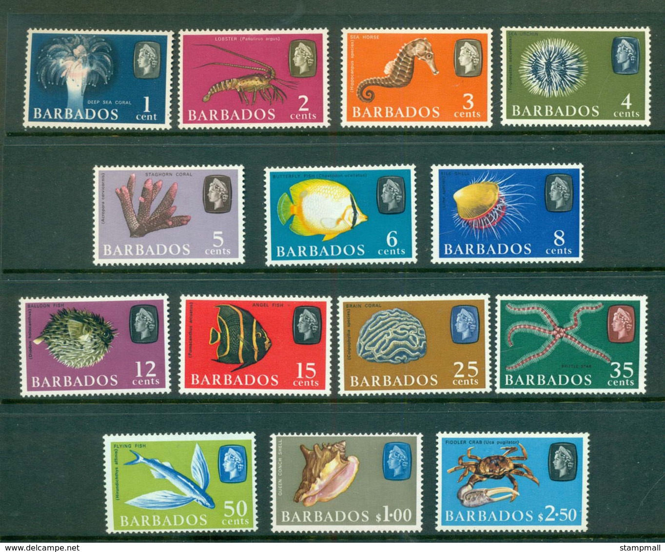 Barbados 1965 Fish Defins Wmk Upright MLH Lot55059 - Barbados (1966-...)