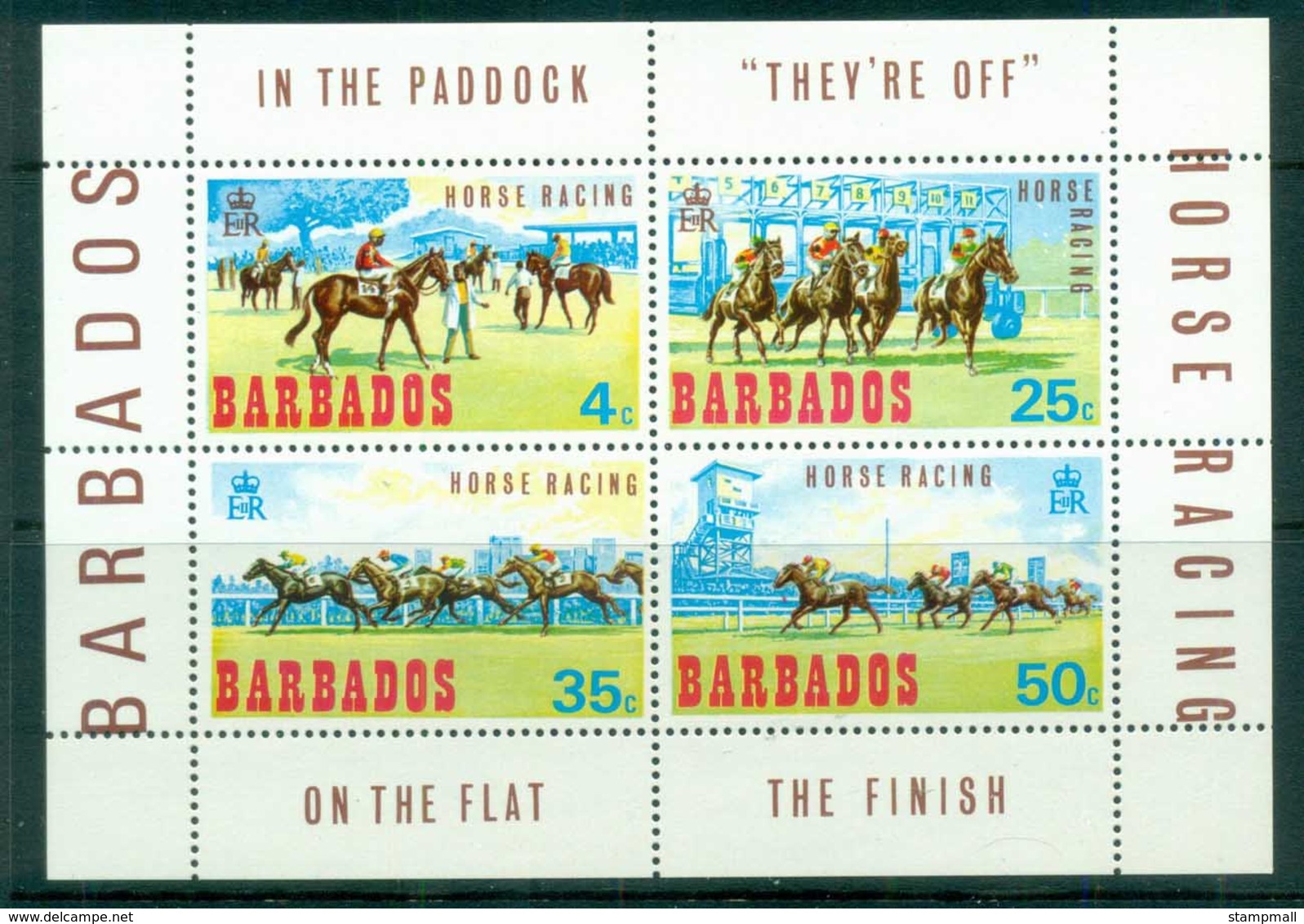 Barbados 1969 Horse Racing MS MUH - Barbades (1966-...)