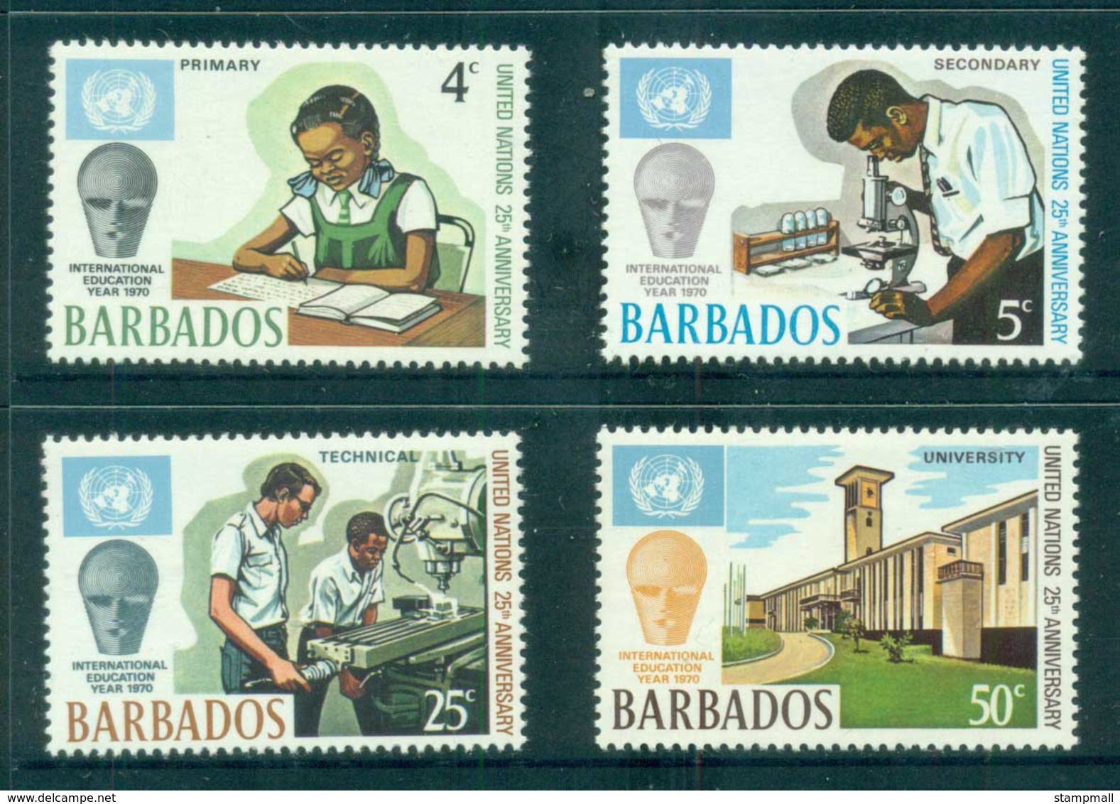 Barbados 1970 UN 25th Anniv, Education Year  MUH - Barbados (1966-...)