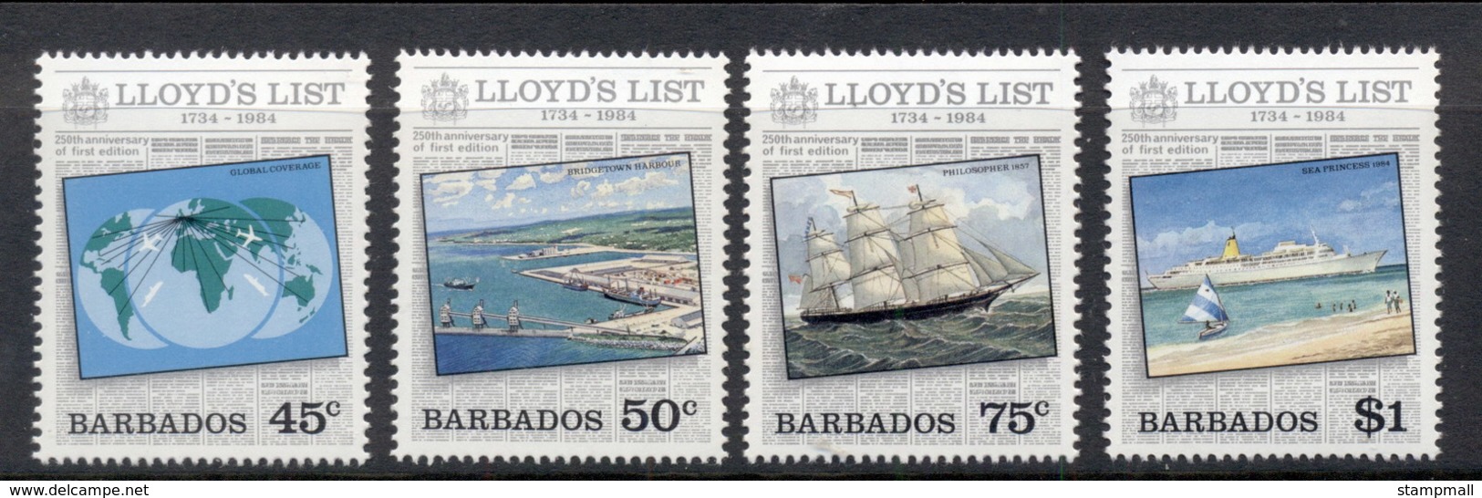 Barbados 1984 Lloyd's List Ships MUH - Barbados (1966-...)