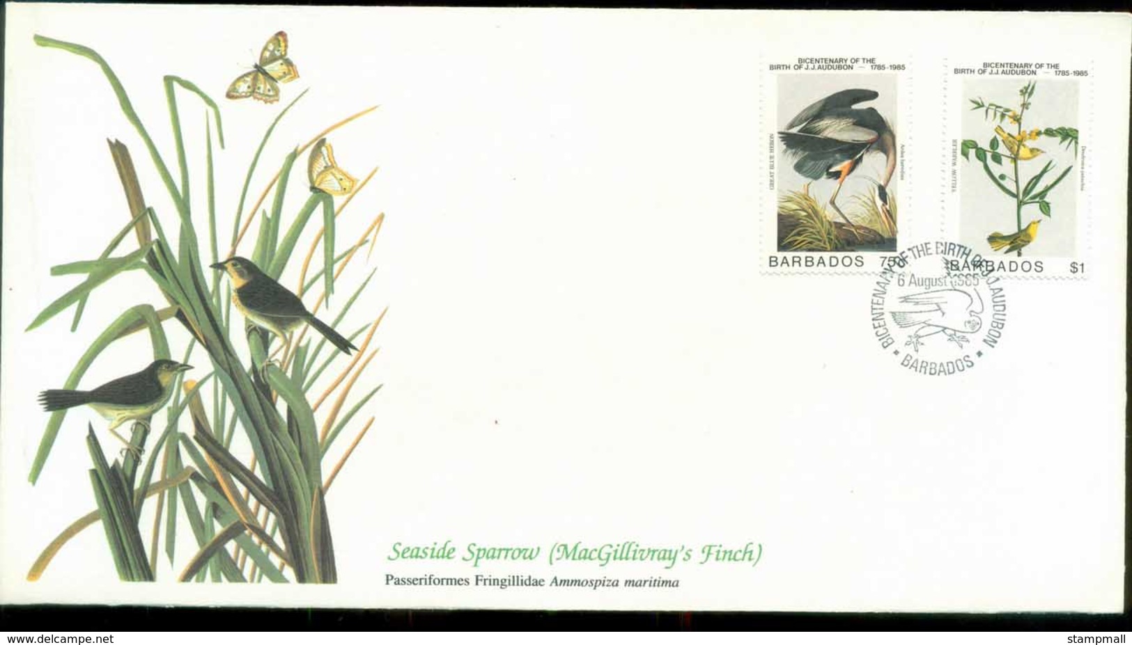 Barbados 1985 Audubon Birds,  Franlkin Mint FDC Lot79647 - Barbados (1966-...)