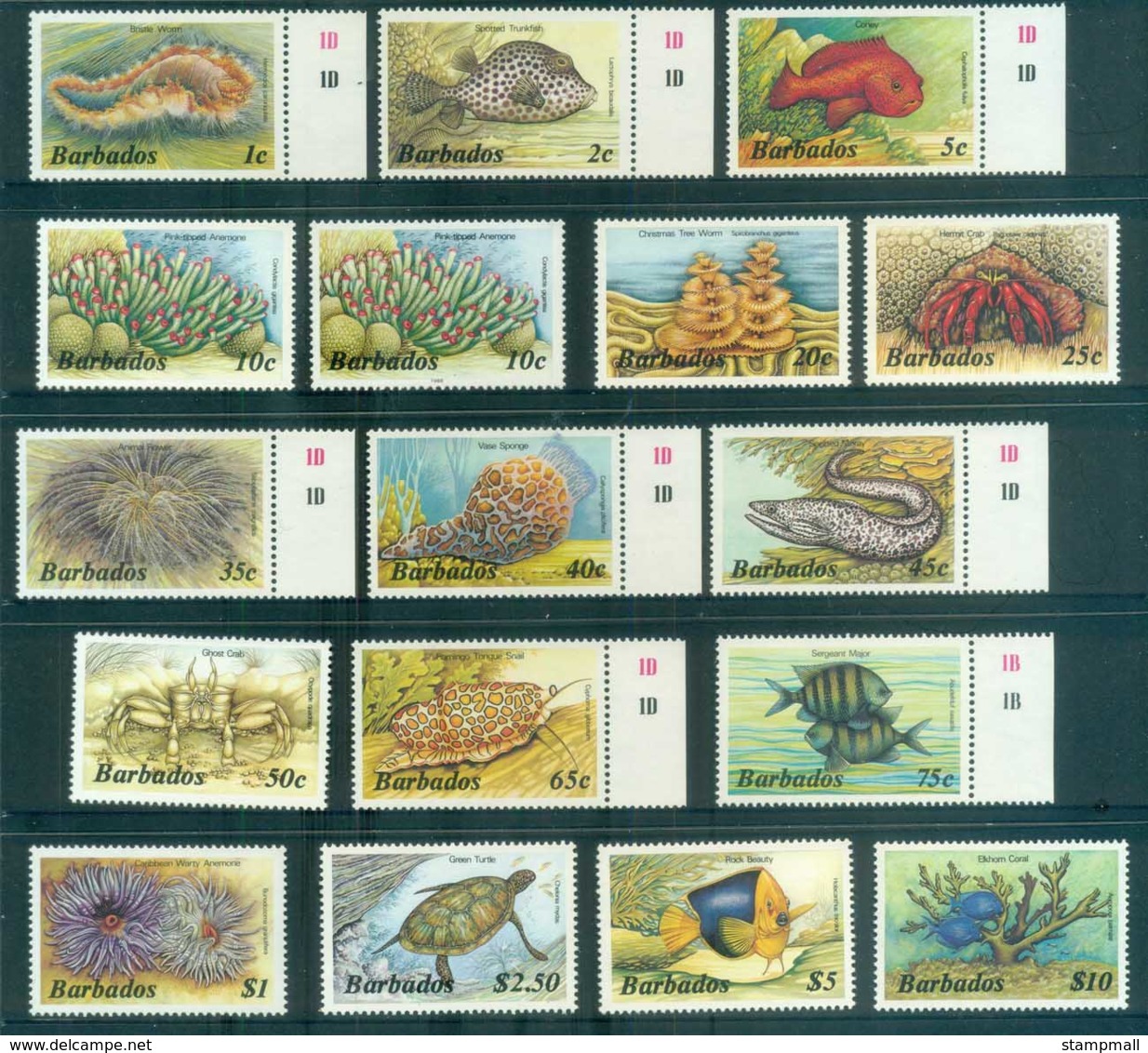 Barbados 1985 Marine Life MUH Lot81052 - Barbados (1966-...)