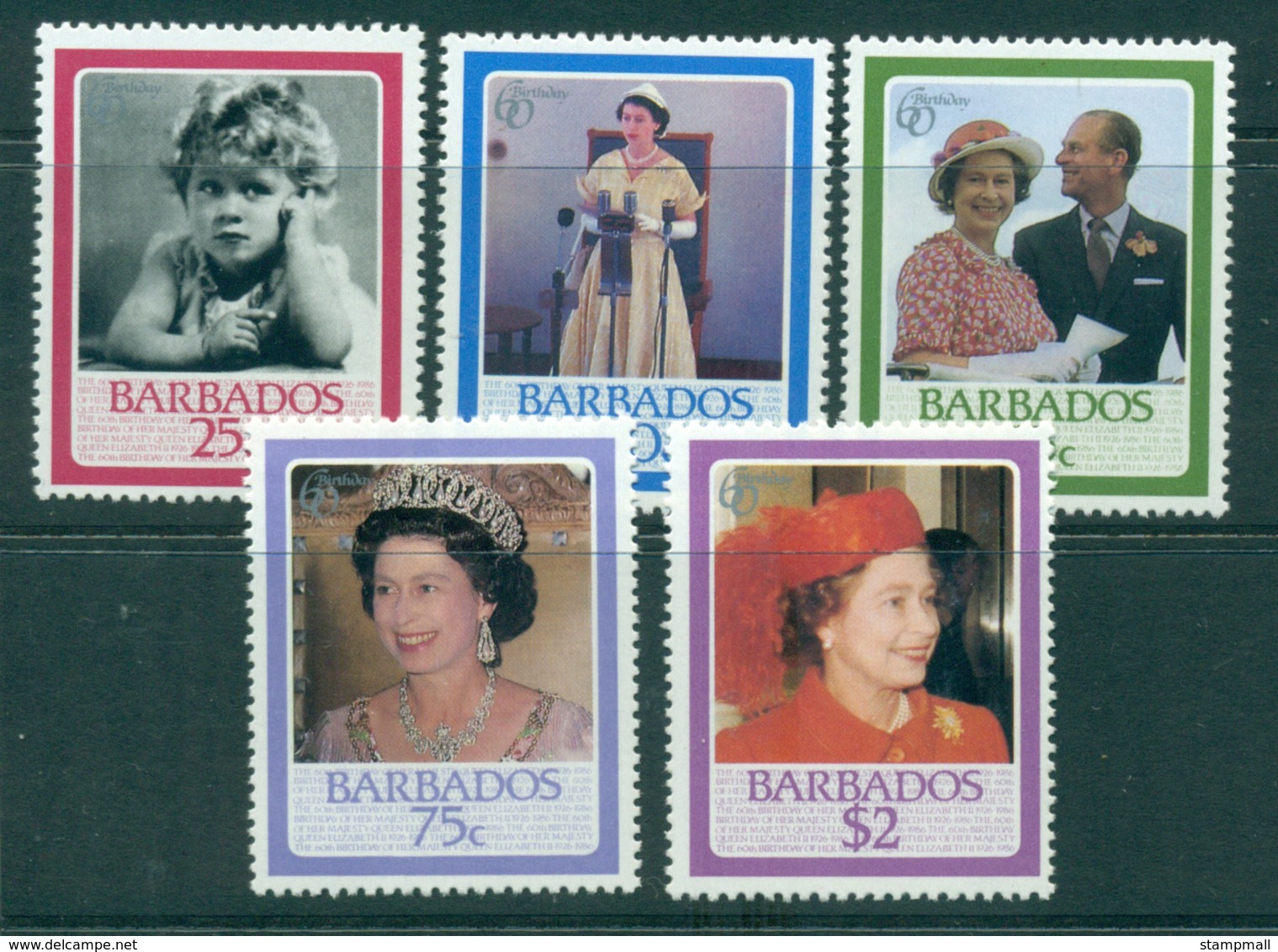 Barbados 1986 QEII 60th Birthday MUH Lot30168 - Barbados (1966-...)