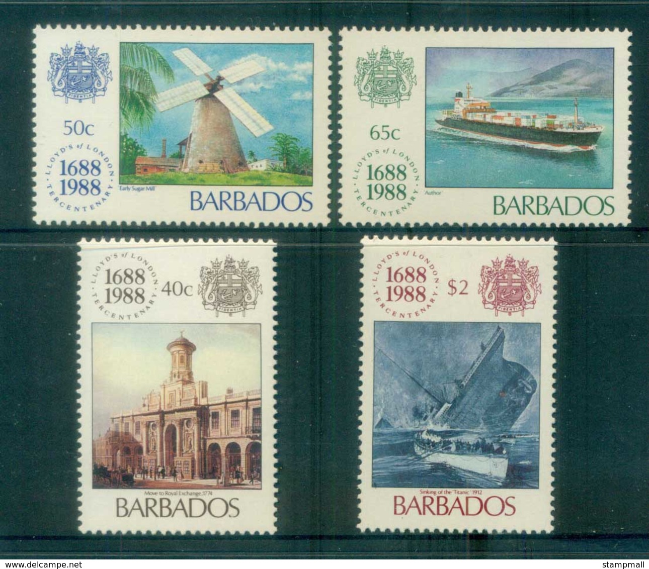 Barbados 1988 Lloyd's Of London MLH Lot80844 - Barbados (1966-...)