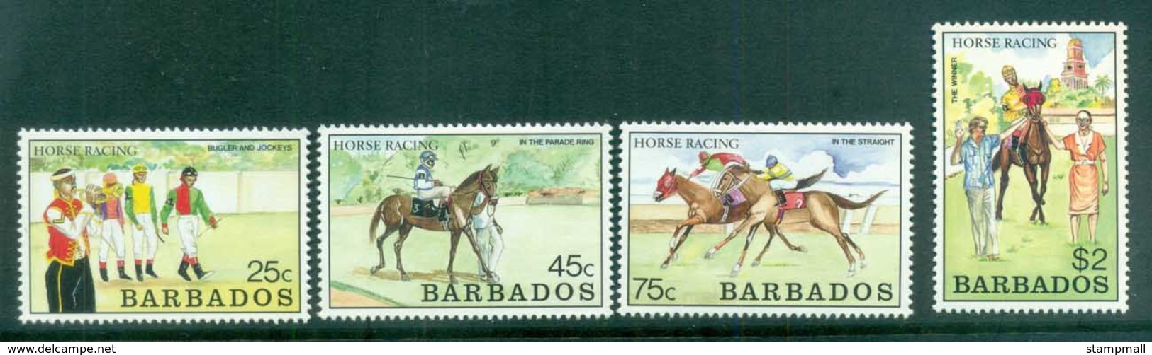 Barbados 1990 Horse Racing MUH Lot81042 - Barbados (1966-...)