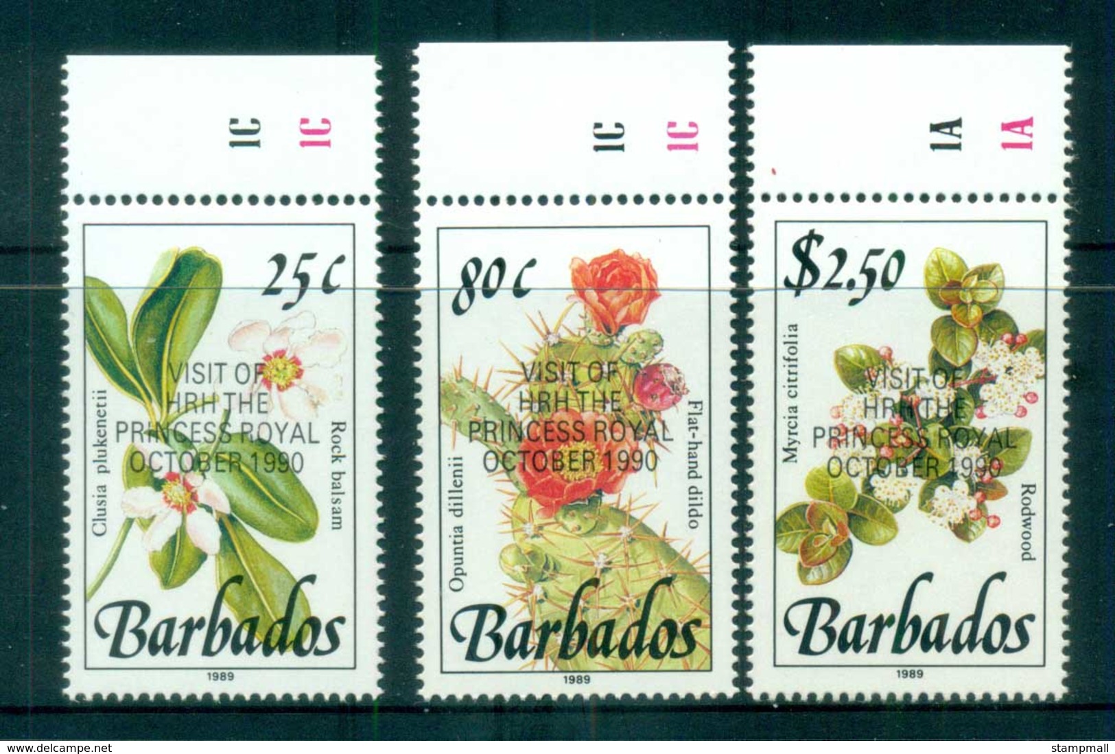 Barbados 1990 Wild Plants, Flowers Opt Royal Visit MUH Lot81058 - Barbados (1966-...)