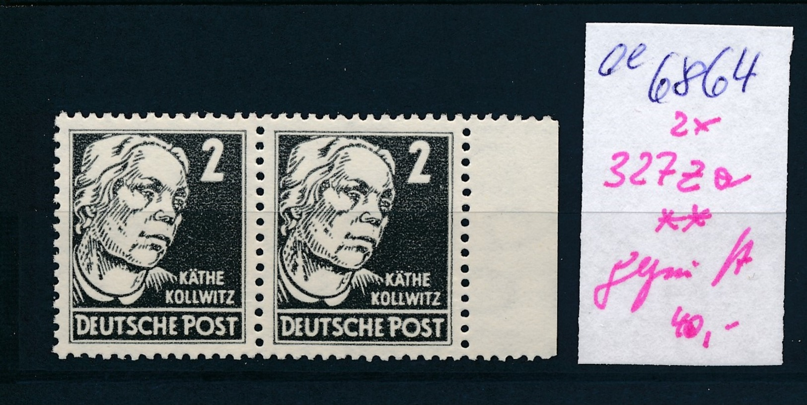 DDR  Nr. 2x 327 Za  ** Geprüft     (ee6864  ) Siehe Scan - Ongebruikt