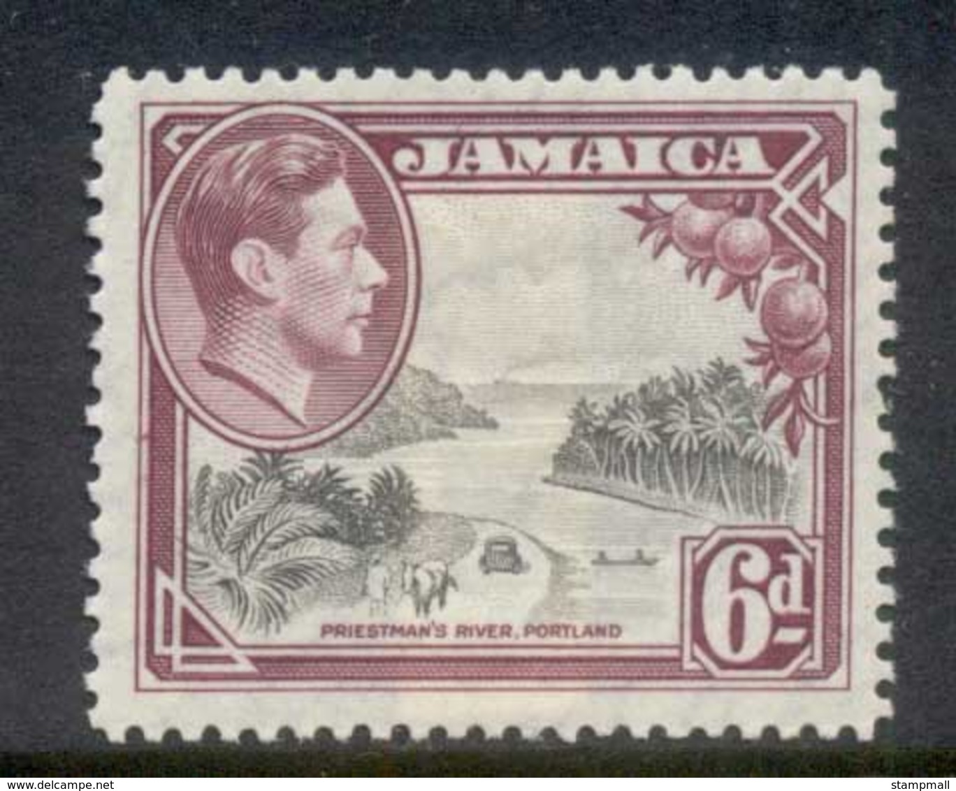 Jamaica 1938-51 KGVI Pictorial 6d Prestman's River MLH - Jamaica (1962-...)