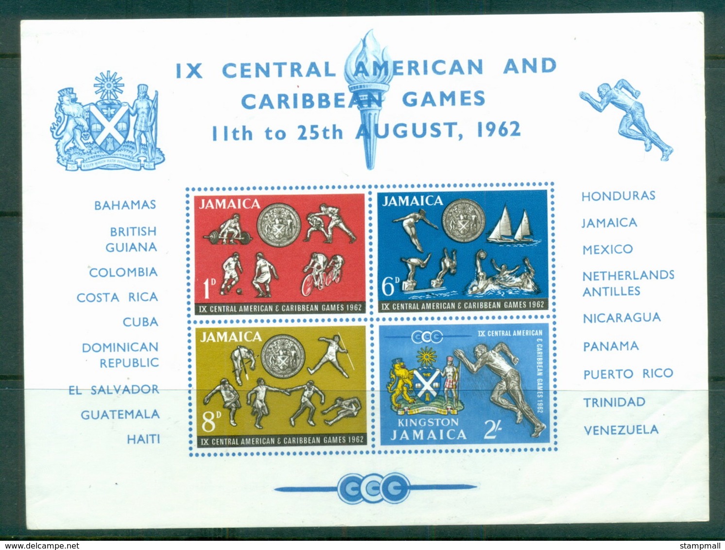 Jamaica 1962 Central American & Caribbean Games MS (creases) MUH - Jamaica (1962-...)