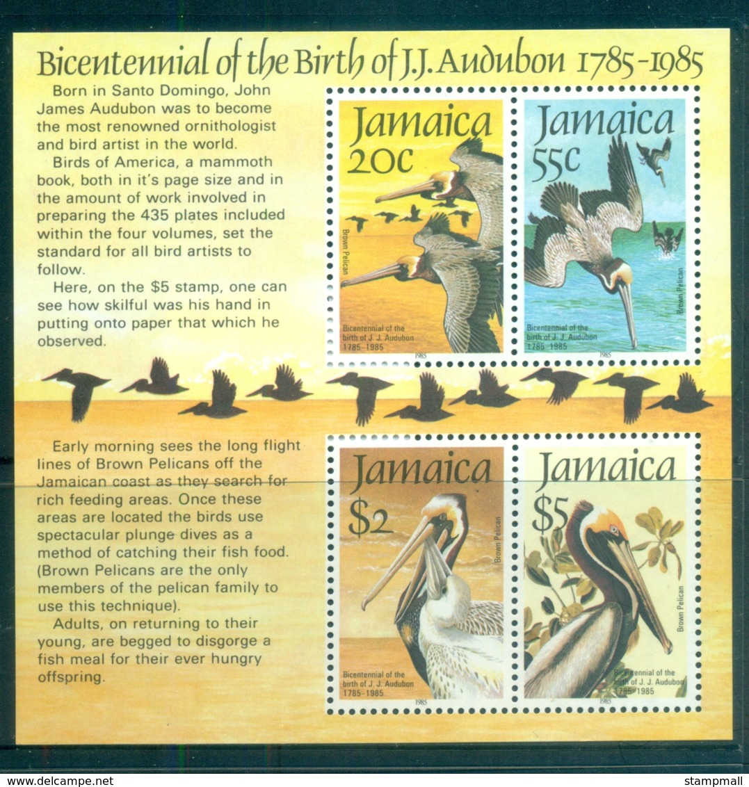 Jamaica 1985 Audubon Birds MS MUH - Jamaica (1962-...)