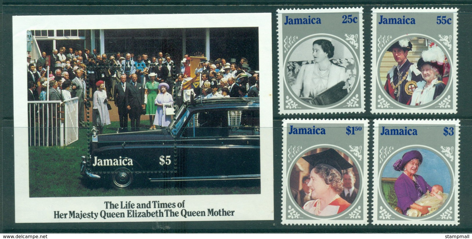 Jamaica 1985 Queen Mother 85th Birthday + MS MUH Lot30250 - Jamaica (1962-...)