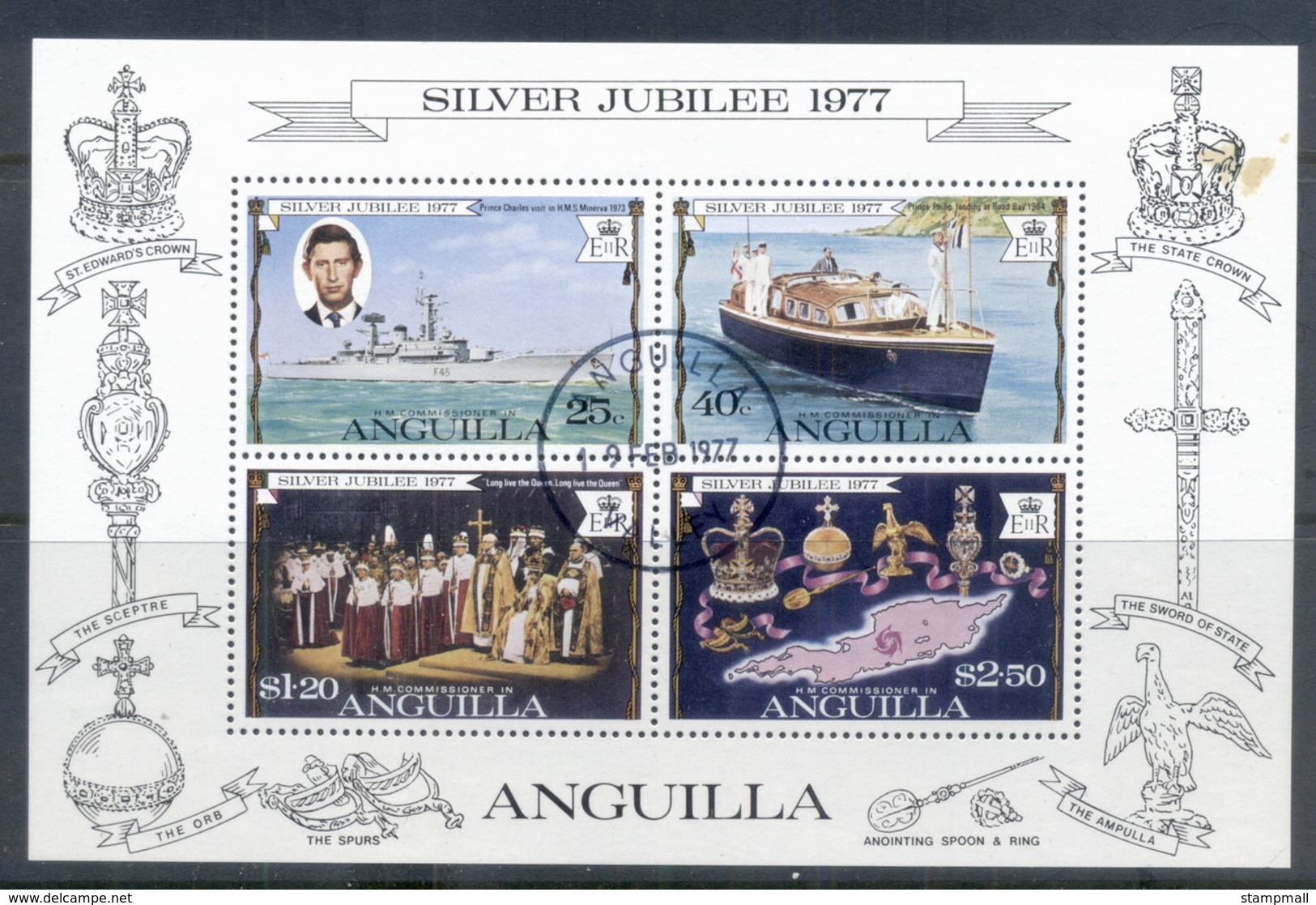 Anguilla 1977 QEII Silver Jubilee MS FU - Anguilla (1968-...)