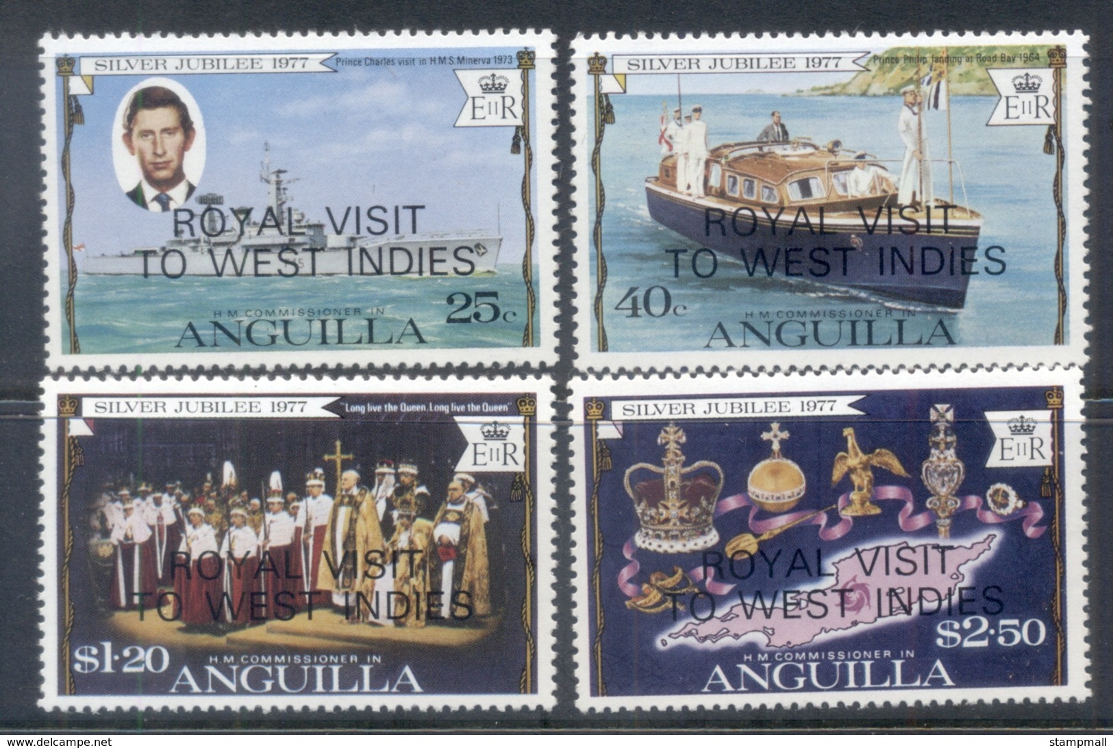 Anguilla 1977 QEII Silver Jubilee Opt. Royal Visit MUH - Anguilla (1968-...)