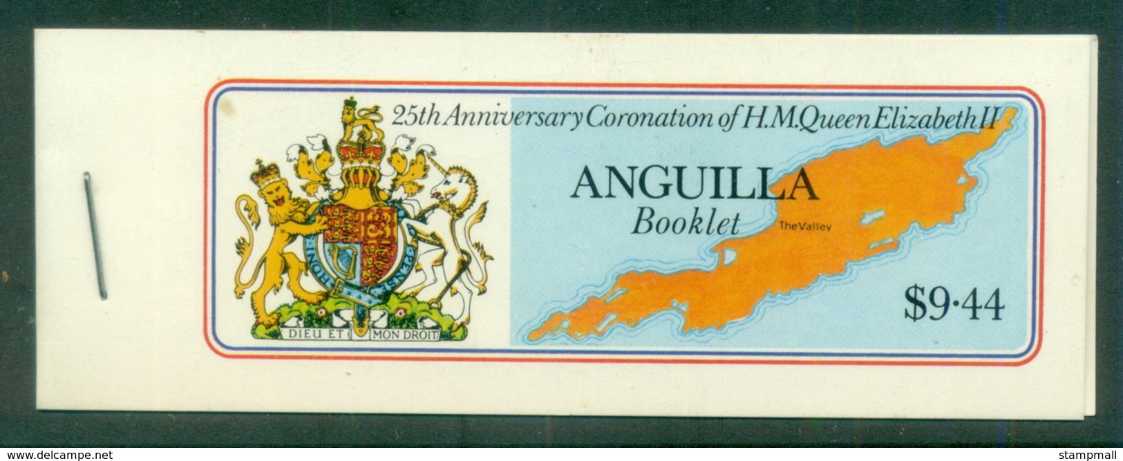 Anguilla 1978 QEII Coronation 25th Anniv., Booklet, (pane Selvage At Right) MUH - Anguilla (1968-...)