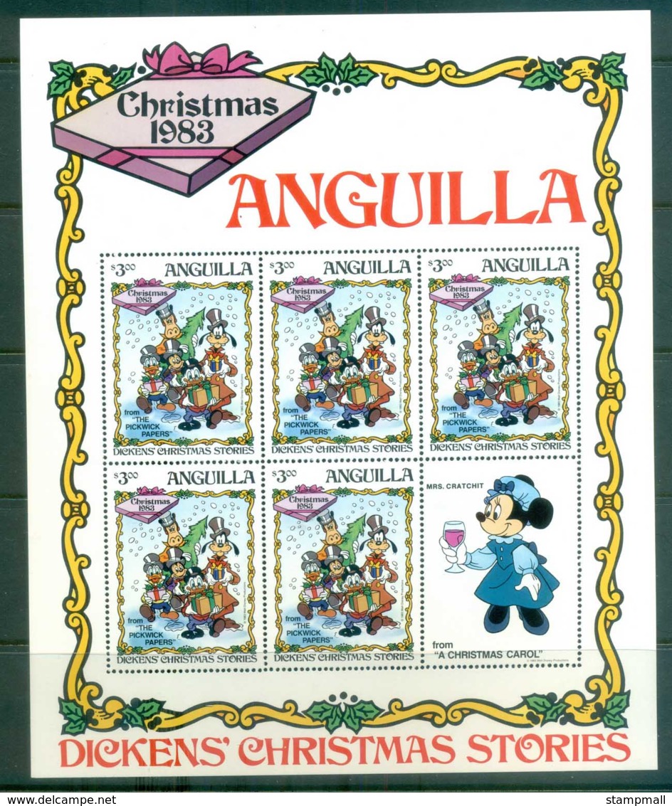 Anguilla 1983 Disney, Xmas, Dickens $3 Sheetlet MS MUH Lot79018 - Anguilla (1968-...)