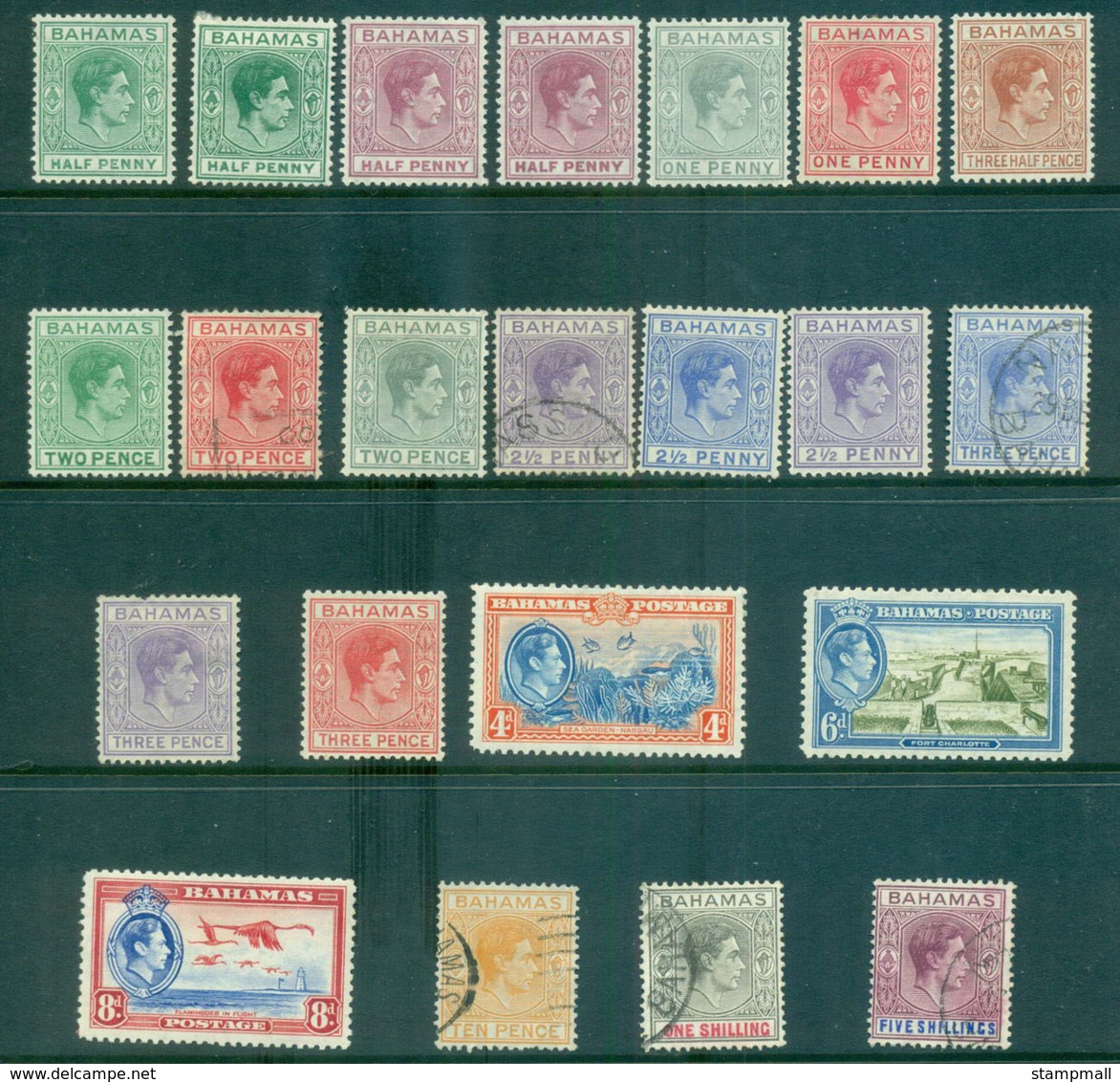 Bahamas 1938-46 KGVI Definitives Asst To 5/- MLH/FU Lot55182 - Bahamas (1973-...)