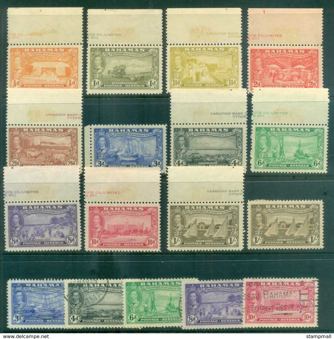 Bahamas 1948 KGVI Pictorials Asst MLH/FU Lot79238 - Bahamas (1973-...)