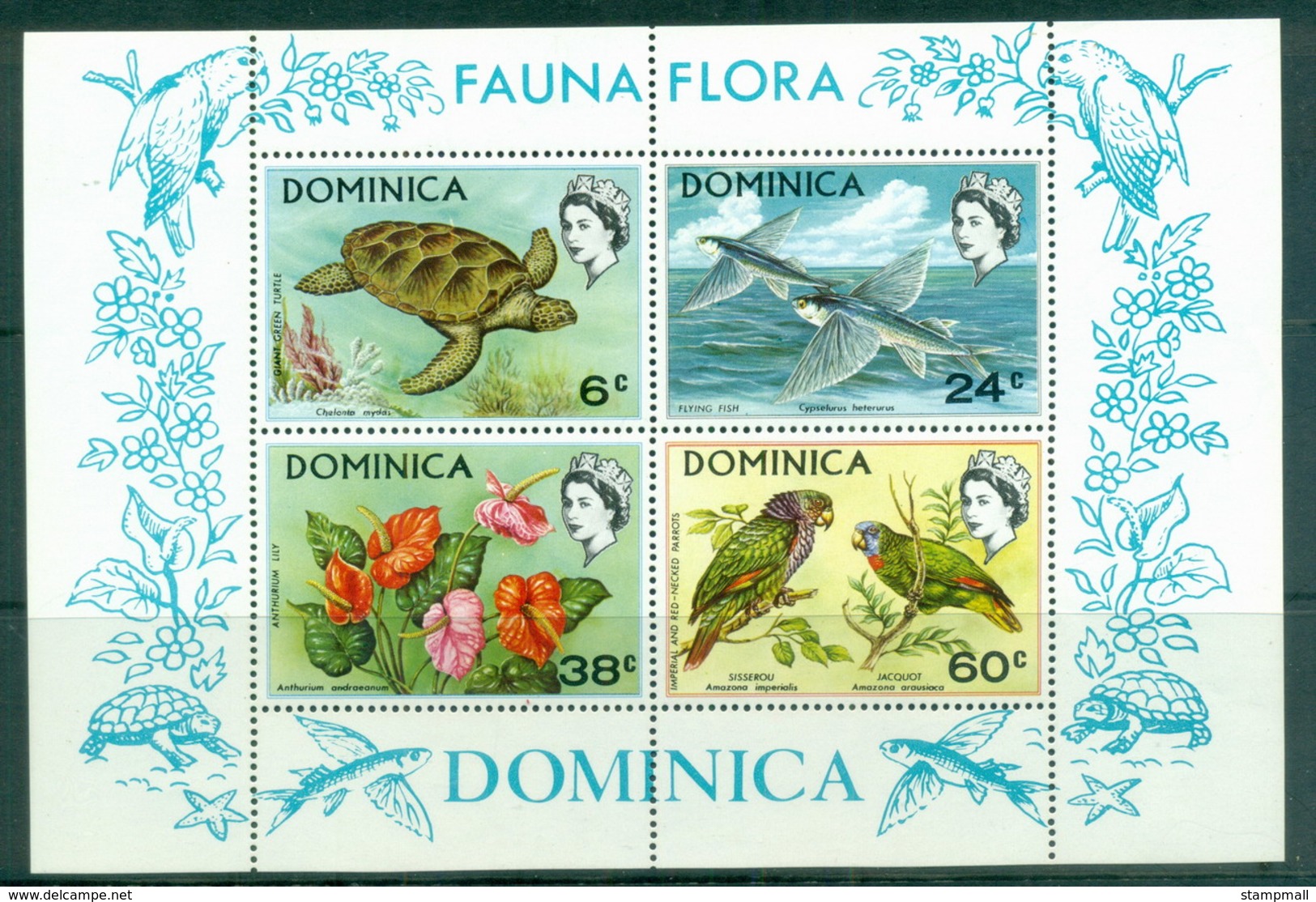 Dominica 1970 Flora & Fauna, Bird, Flower MS MUH - Dominica (1978-...)