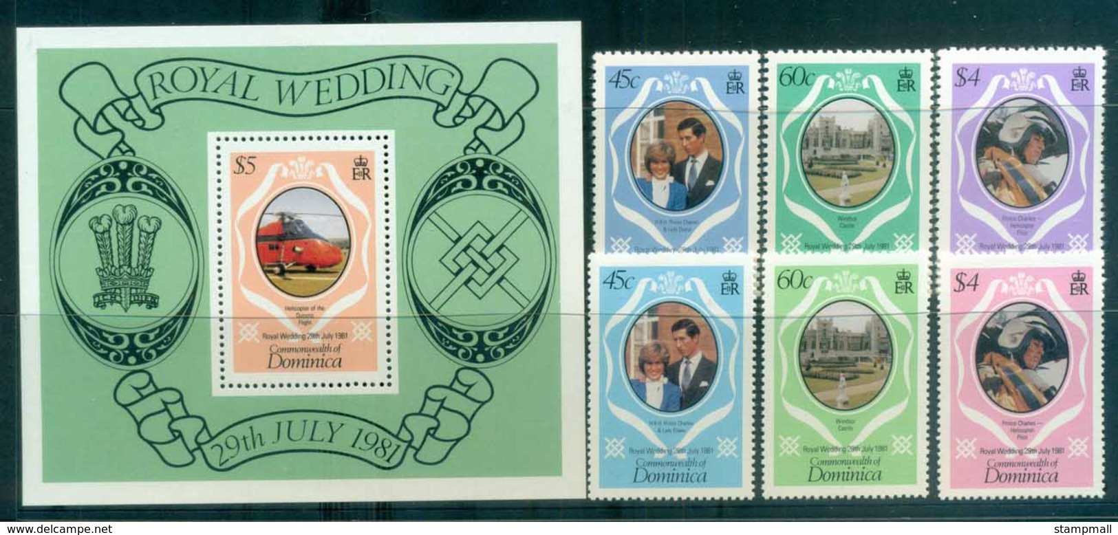 Dominica 1981 Charles & Diana Royal Wedding +MS + Reprint MUH Lot81855 - Dominica (1978-...)