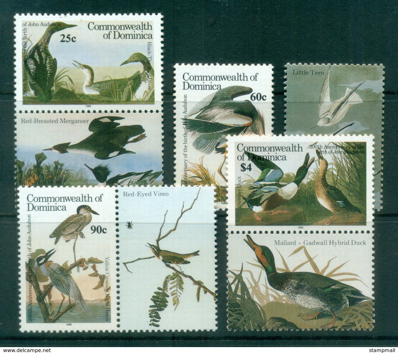 Dominica 1986 Audubon Birds MUH - Dominica (1978-...)